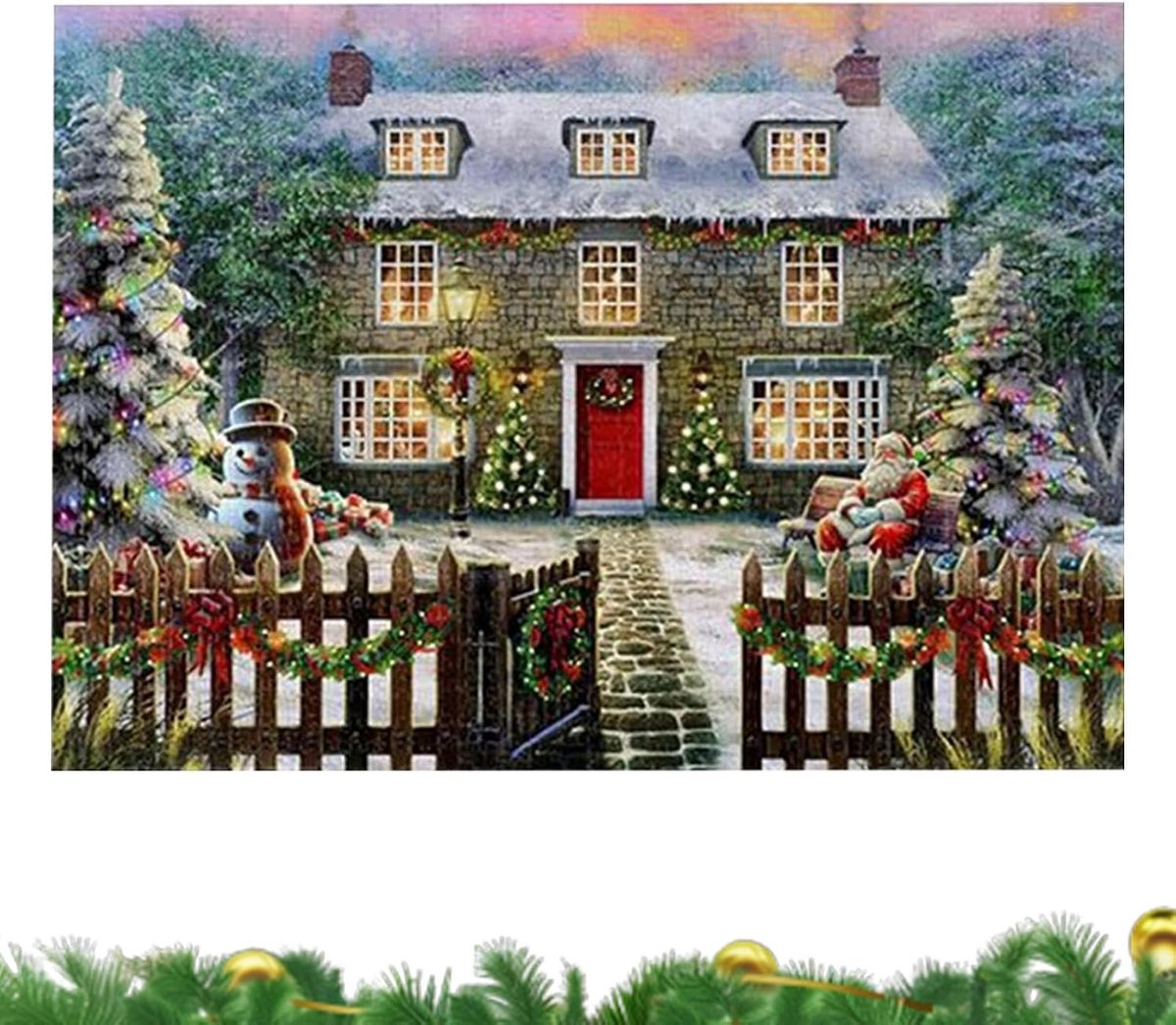 Puzzel 1008 Stukken - Landschap Puzzel - Familie Spel - Meeslepend Kerstthema - 50x70 cm - Multicolor
