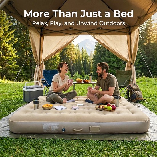 Woongenotonline - Opblaasbaar campingbed met ingebouwde elektrische pomp - 5 minuten snel automatisch opblazen/leeglopen - honingraatondersteuning - LED-verlichting en Type-C oplaadmogelijkheid van Woongenotonline — afbeelding 4