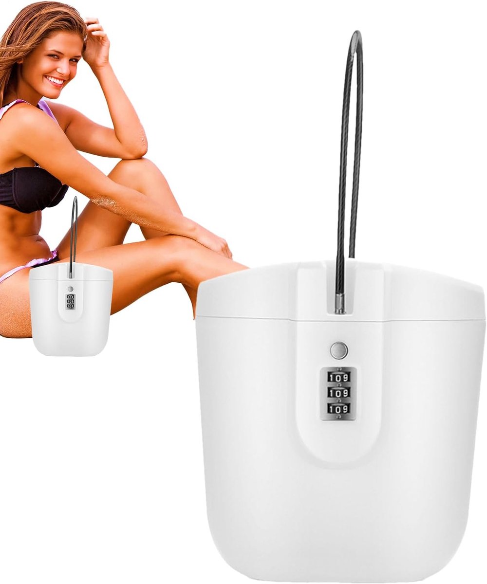 Strand Lock Box - Draagbare Kluis - Waardevolle Spullen Beveiligen - Combinatieslot - 2 Liter - Wit