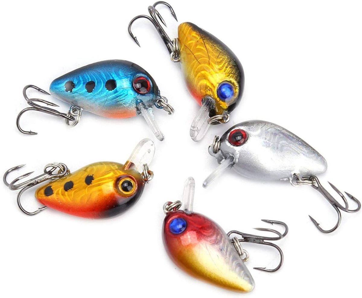 Mini Minnow Vissen Aas Set van 5 Stuks, Flitsende Vibrerende Lures met 3D Holografische Ogen, Duurzaam en Stevig Vissenaccessoire met Transparante Opbergdoos voor Snoek en Baars