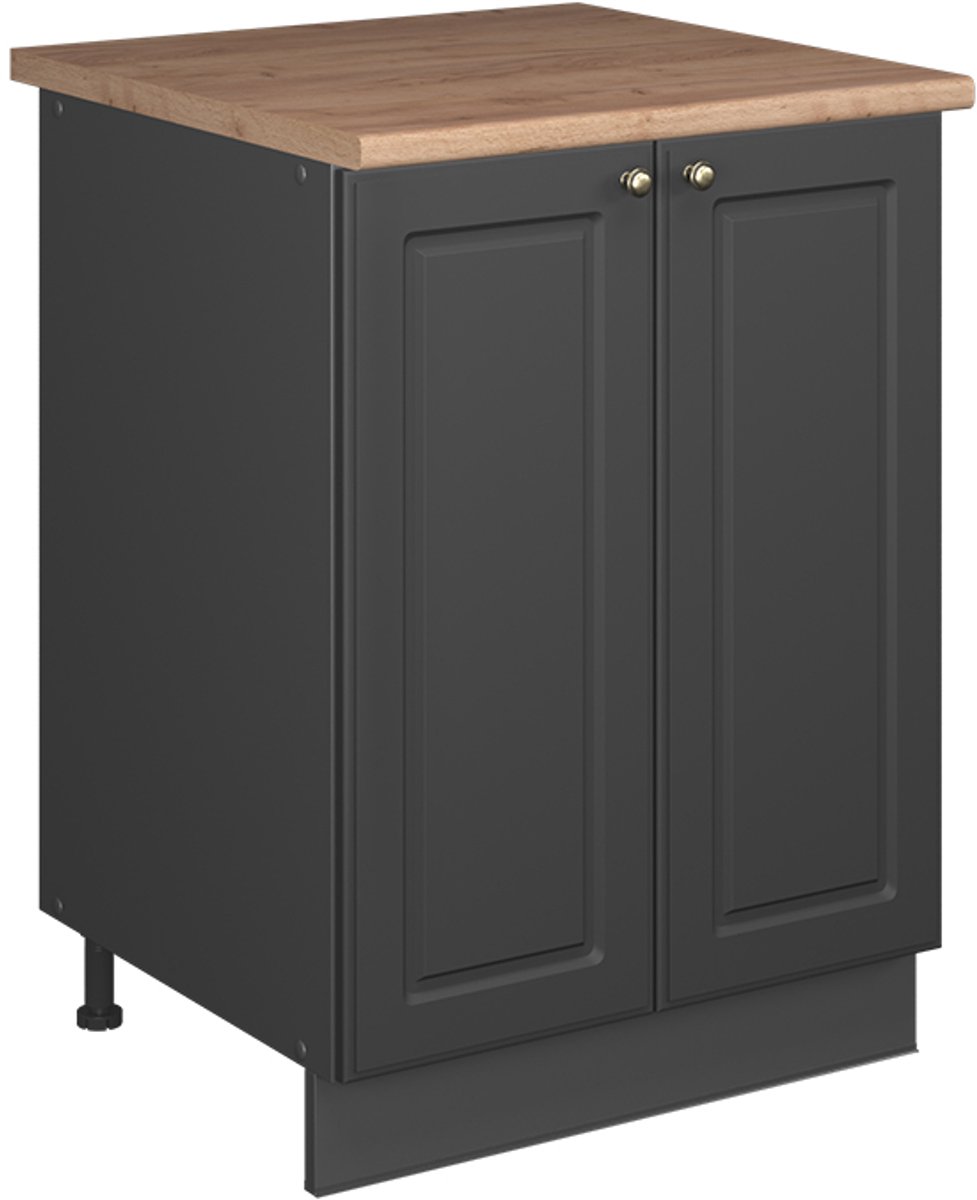 Vicco Wastafelkast Fame-Line, Anthrazit-Gold Landhaus/Antraciet, 60 cm