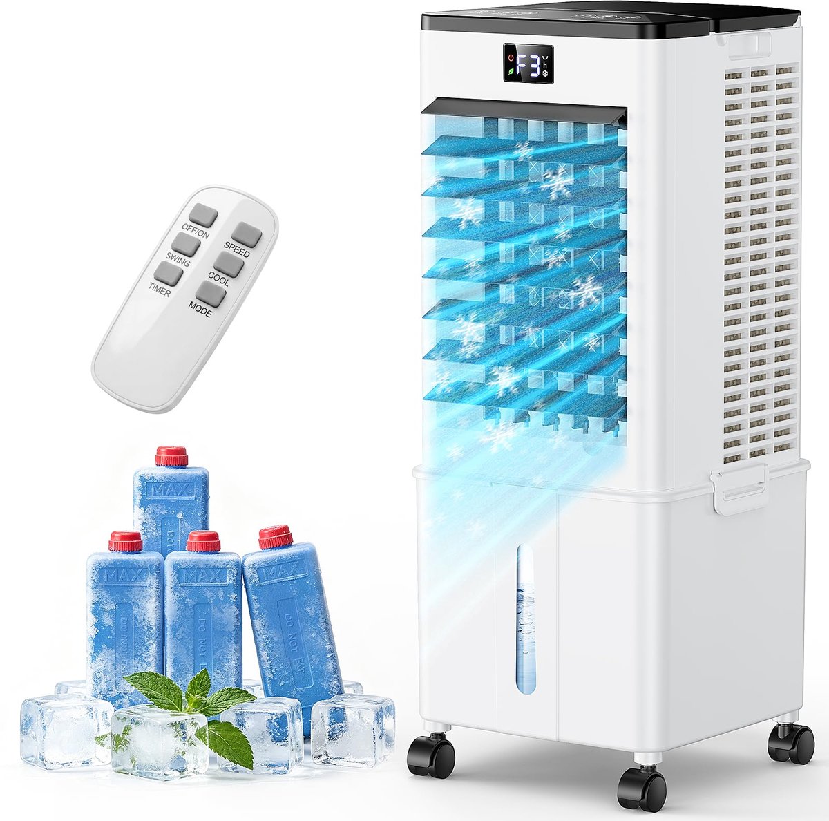 SnelShoppen - Mobiele Airconditioner 10L - Luchtkoeler met Afstandsbediening, Timer & Energiezuinig - Perfect voor Feest, Camping, Tuin & Keuken - Pre