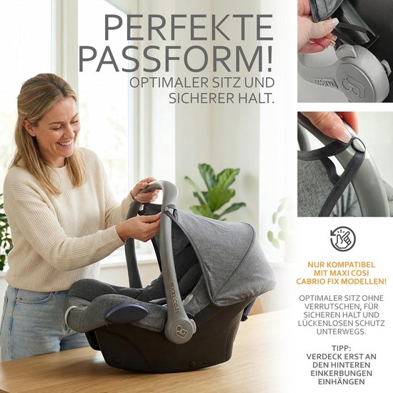 Babyzit Zonnekap - Autostoel Zonwering - Baby Beschermen - UV-Bescherming 50+ - Compatibel Maxi Cosi Cabrio Fix - Blauw — afbeelding 3