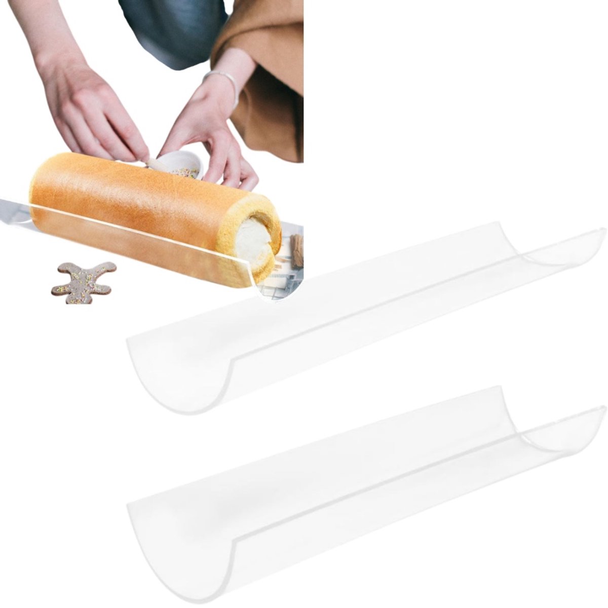 2 stuks - Acryl cakevorm - stevig en vormvast - lange bakvorm - Zwitserse rolvorm - 30*9,3*4,5 cm - 30*10,5*5,5 cm - voor het maken van desserts en cakerollen thuis - transparant