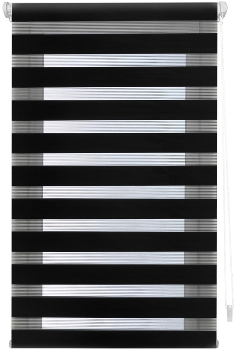 SnelShoppen - INTERBLIND EasyFix Rolgordijn voor Nacht en Dag, zonder Boren, 92 x 180 cm, Zwart - Ideaal voor Woonkamer, Slaapkamer, Keuken