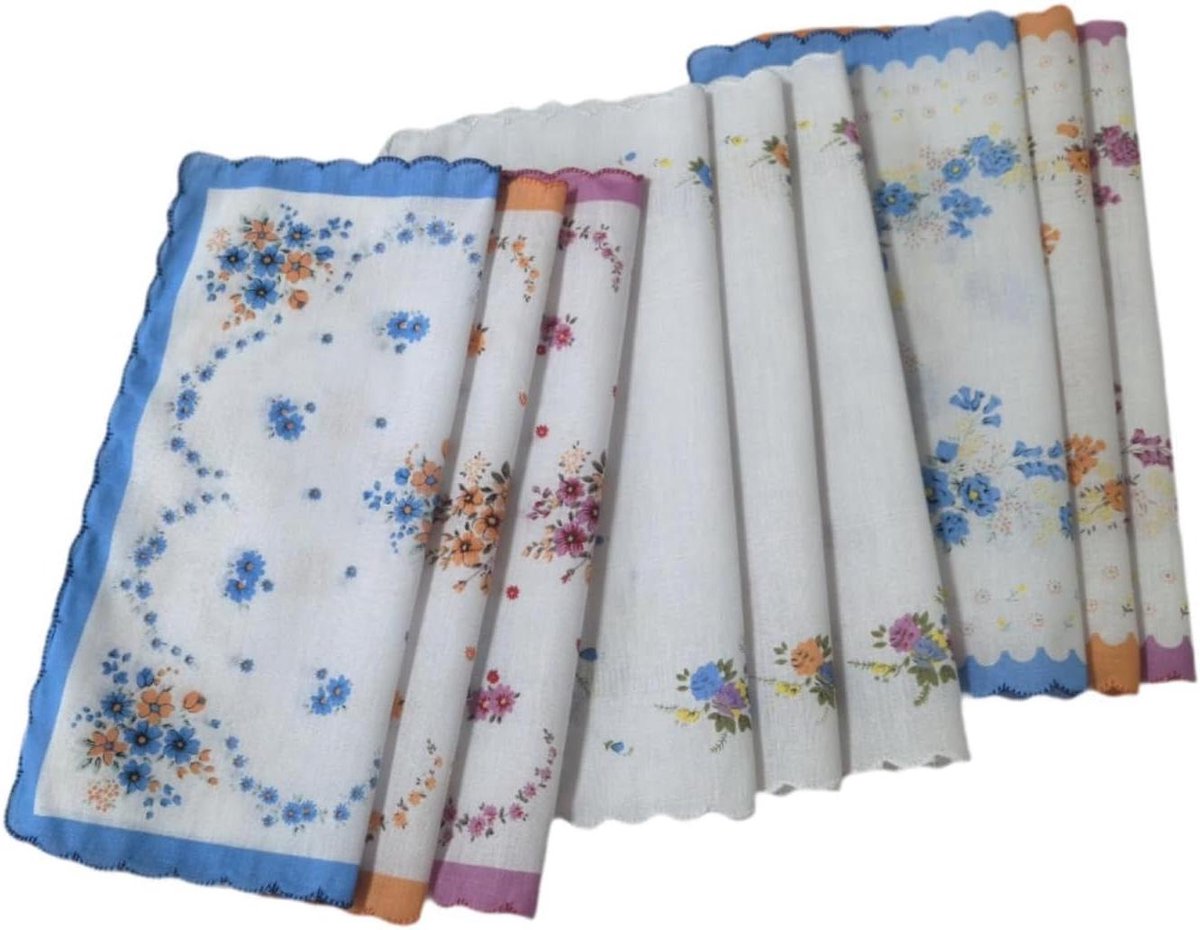 Dames Zakdoekjes - Bloemen Zakdoeken - Dagelijks Gebruik - Zachte Katoen - 29.5 cm x 29.5 cm - Meerdere Kleuren