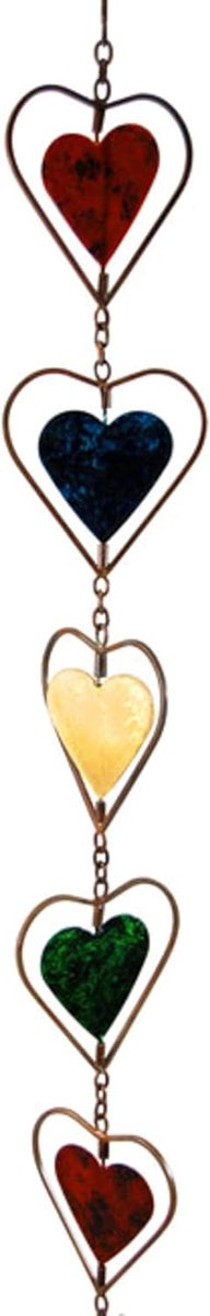 Regenketting Hart - Tuindecoratie - Tuin Aankleden - Handgemaakt - 244 cm - Meerkleurig