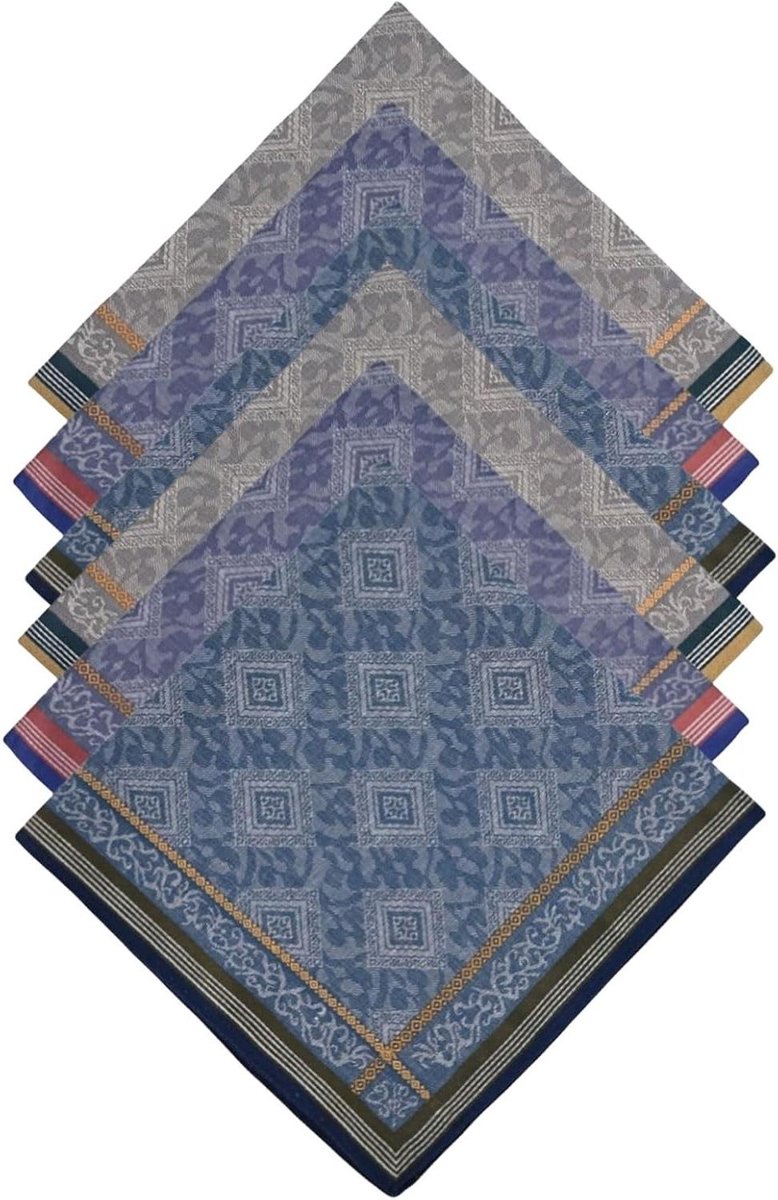 Jacquard Zakdoeken Heren - Pochetten Katoen - Formele Gelegenheden - Verfijnd Jacquard Patroon - 43 x 43 cm - Wit