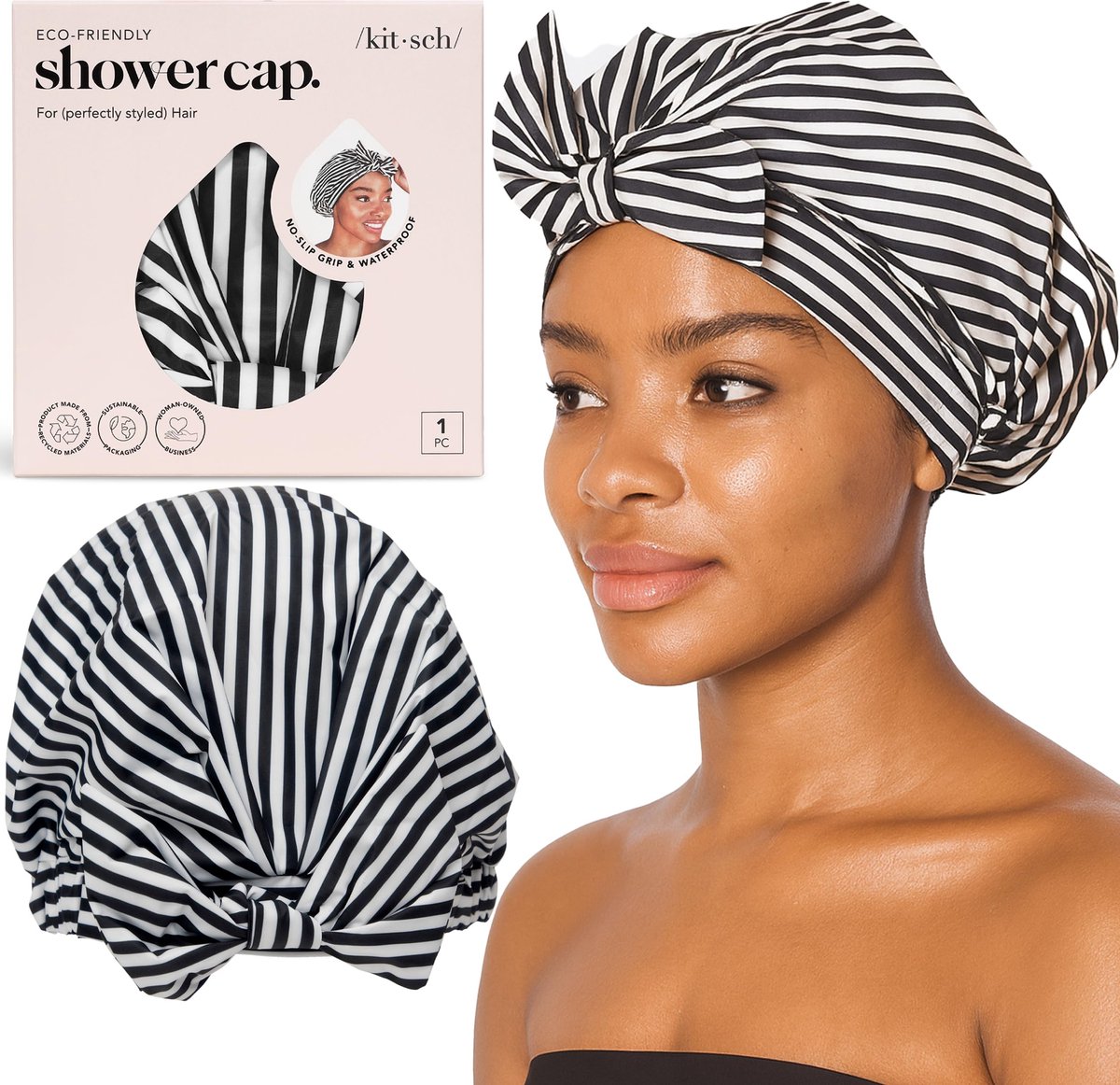 SnelShoppen - Kitsch Luxe Douchemutsen voor Dames - Herbruikbare Grote Douchemuts met Antislip Siliconen Grip - Extra Grote Maat, Stijlvol en Geschikt