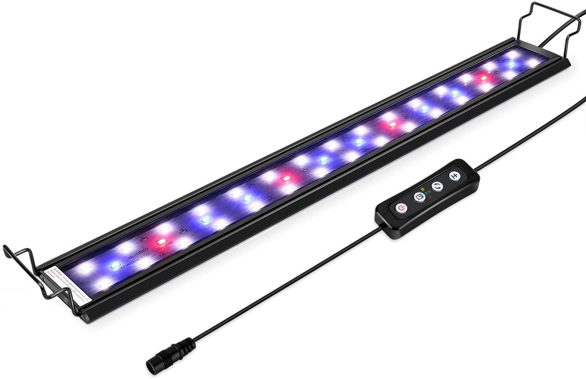 SnelShoppen - 9W-32W Aquarium LED-verlichting met Timer, Dimbare LED Lamp voor 28cm-137cm Aquarium, Verstelbare Houder, Wit & Blauw & Rood Licht, Perf