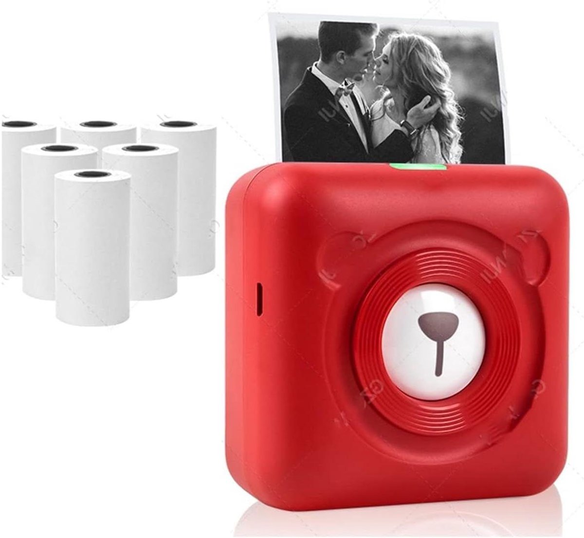 Mini Fotoprinter - Draagbare Printer Bluetooth - Foto's Printen - Direct Printen Mobiel - 58 mm papierbreedte - Rood Wit