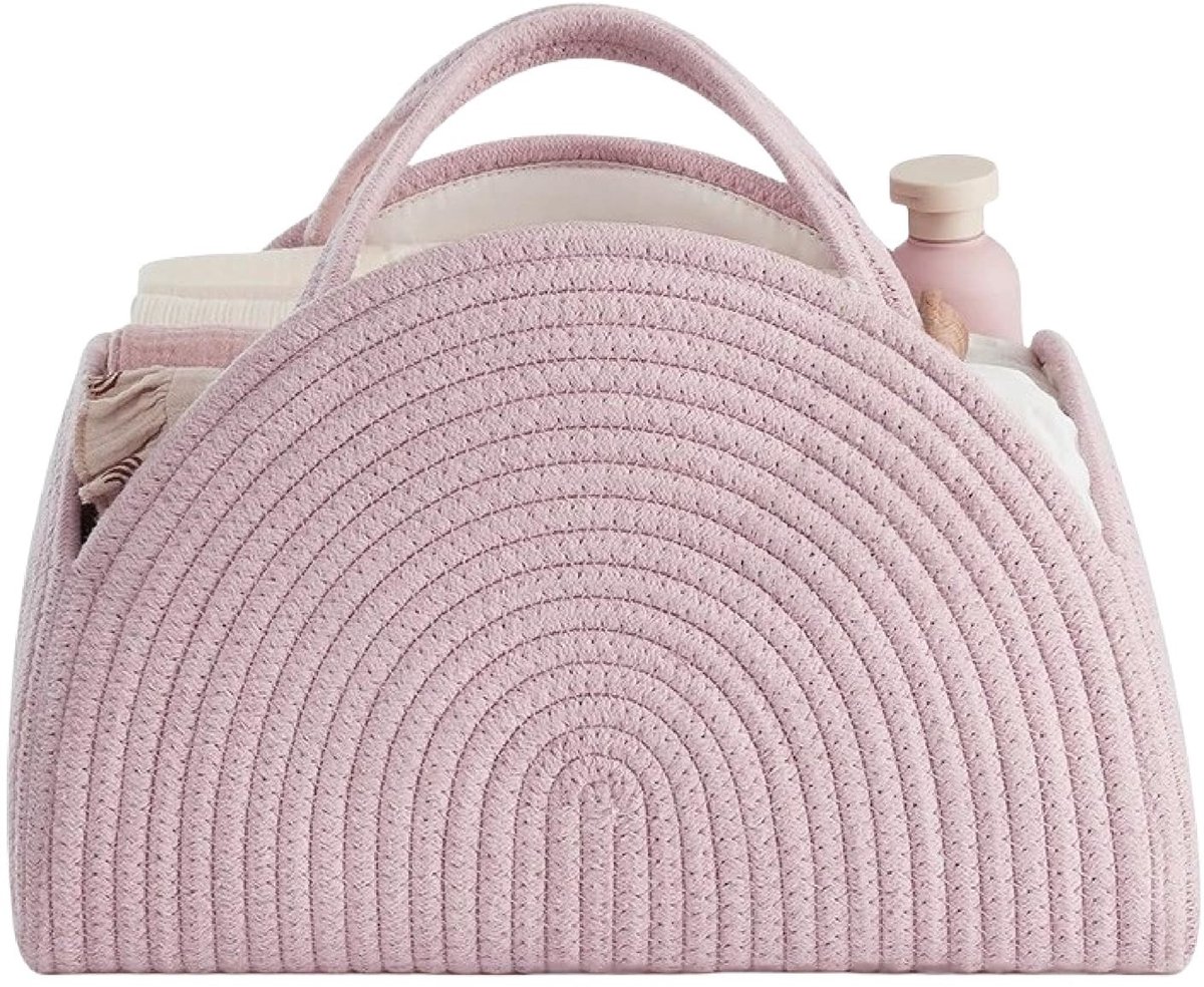 Dailygoods - Baby Luier Organizer Caddy Mand met Handgrepen in Roze