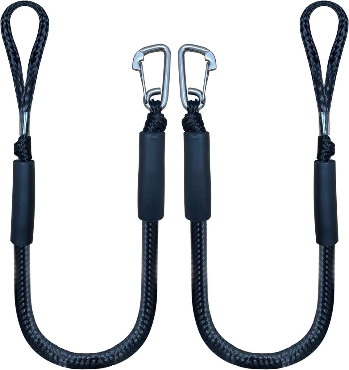 4 Voet Bungee Aanmeerlijn – 2 stuks – Met roestvrijstalen haakaccessoires – Geschikt voor boten en PWC – Ingebouwde stootlijn – Voor kajak, watercraft, SeaDoo, jetski, ponton, kano en motorboot