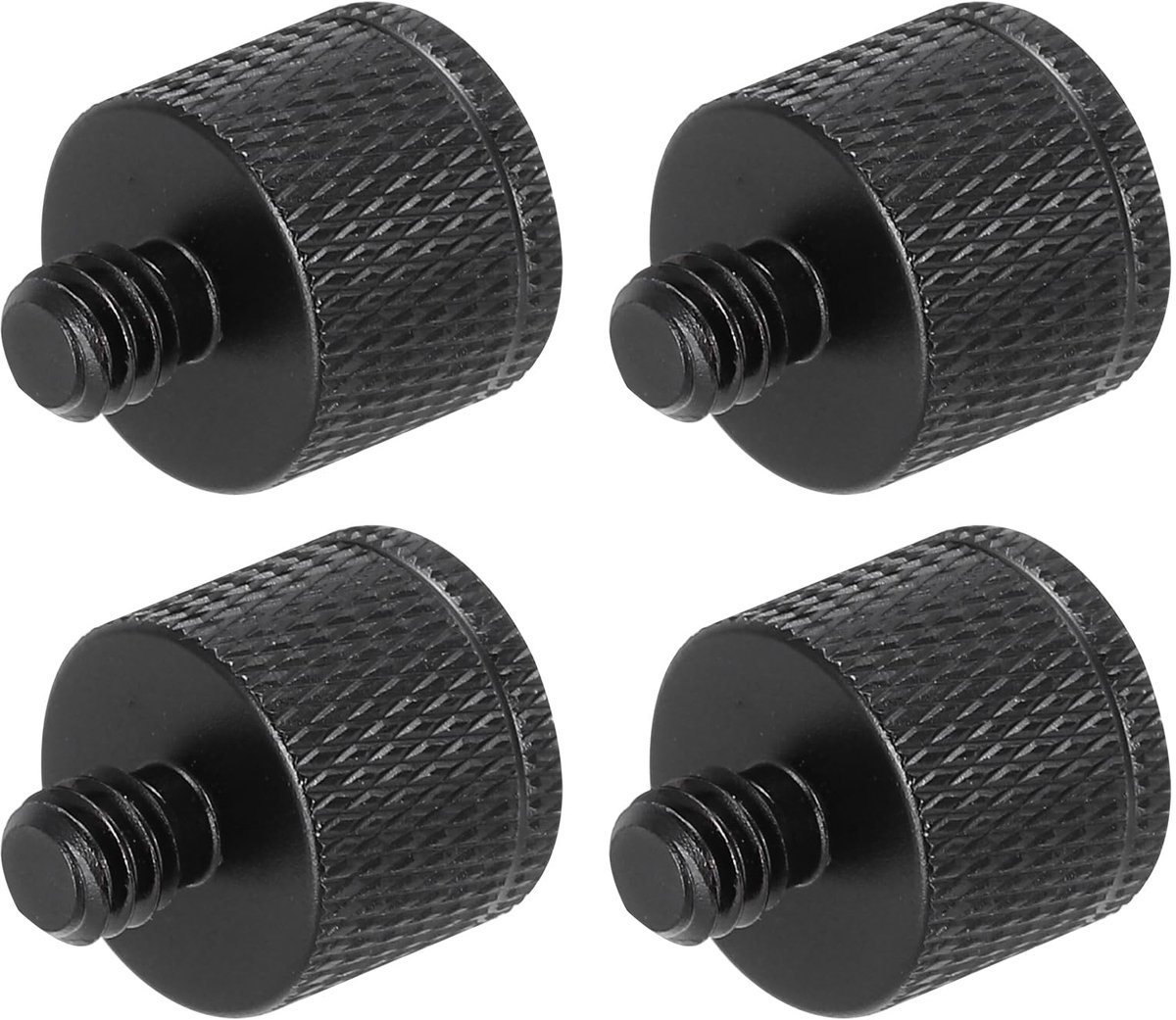 Ronte - Microfoonstandaardadapter 4-delig, M8 naar 3/8 schroefadapter aluminiumlegering zwart. Met zoekwoorden: microfoonstandaard, adapter, aluminium.