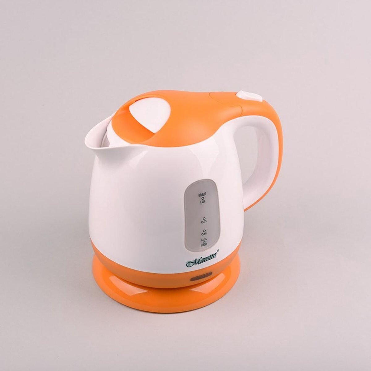 SnelShoppen - Waterkoker 1L Wit Oranje Kunststof 1100W - Snelle Waterkoker voor Keuken, Camping en Feestjes - Compact en Efficiënt