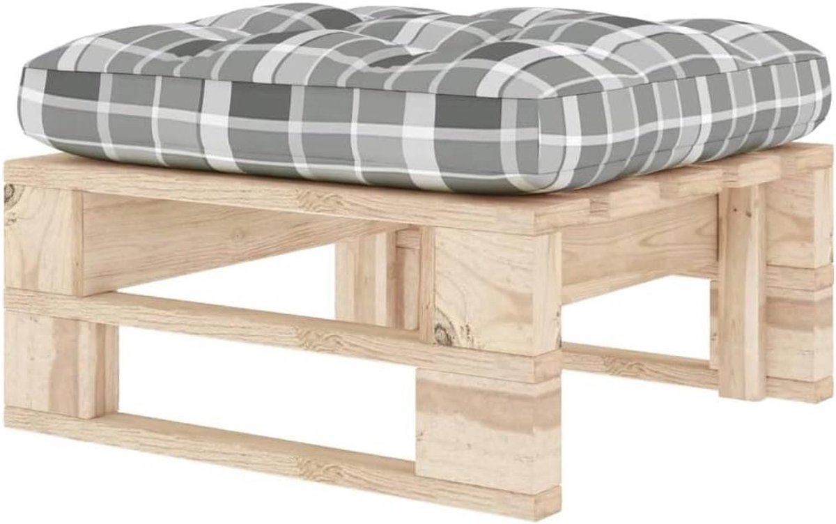 Houten Pallet Poef - Tuinvoetsteun Kruk - Buiten Ontspannen - Geïmpregneerd Grenenhout - 60x60x25 cm - Grijs