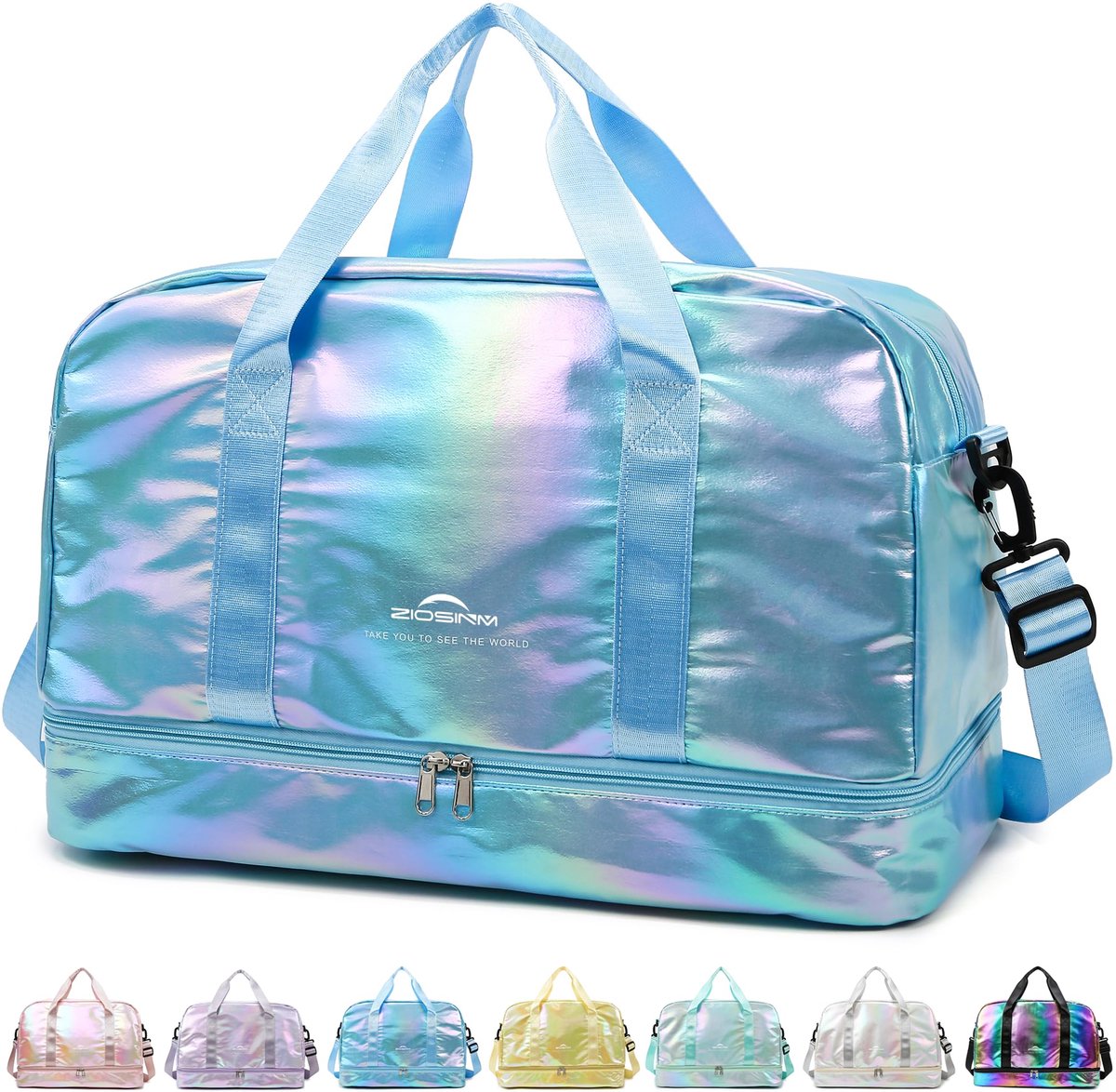 SnelShoppen - Elegante Reistas voor Dames met Schoenenvak, Waterdicht, 40L, Lichtblauw, 50x25x32 cm, Ideaal voor Sport, Ziekenhuis, Mama, Weekendje We