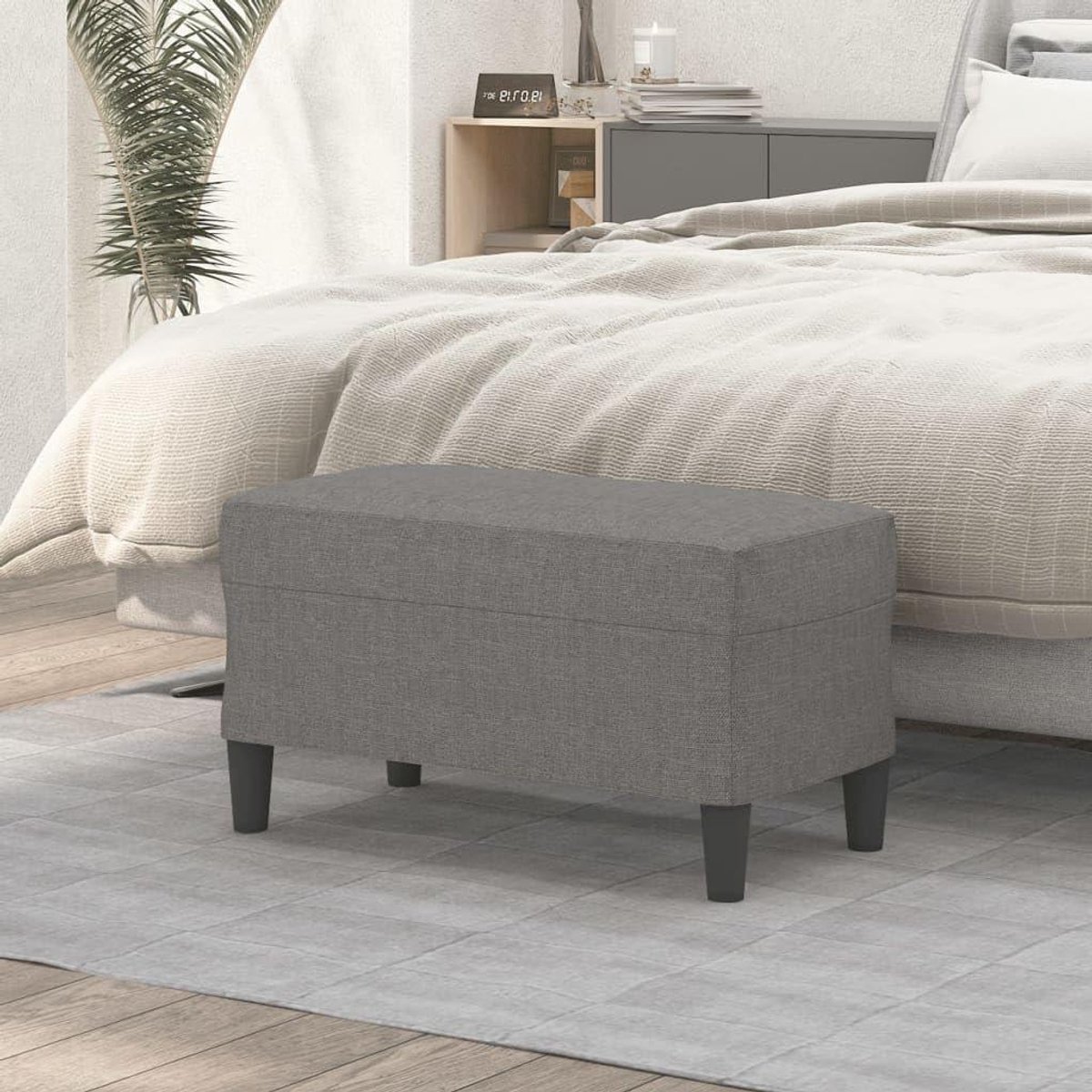 Zitbank Stof - Voetenbank Opbergbank - Extra Zitplaats Creëren - Ademende Stoffen Bekleding - 70 x 35 x 41 cm