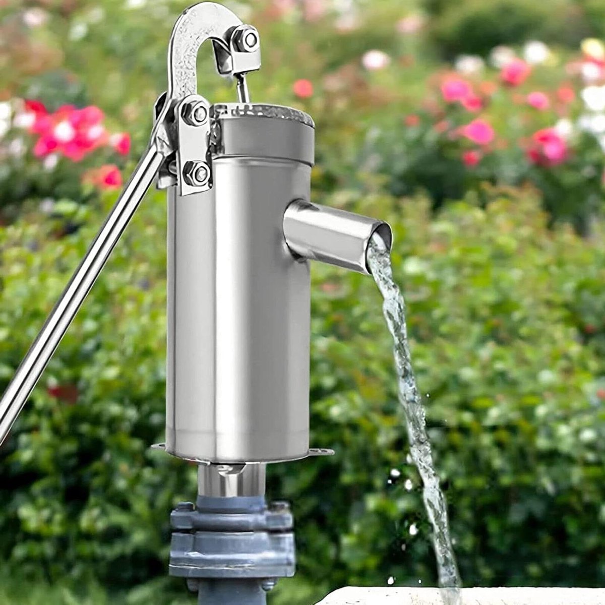 Handwaterpomp - Schudwaterpomp Zuigpomp - Water Oppompen - Roestvrij Staal - 10 Meter Diepte - Zilver