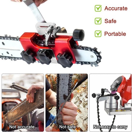 Kettingslijper - Kettingzaag slijper - met 4/5/6 mm slijpkop - draagbare handslinger - kettingzaagslijper kit - voor alle soorten kettingzagen -rood van Merkloos	 — afbeelding 5