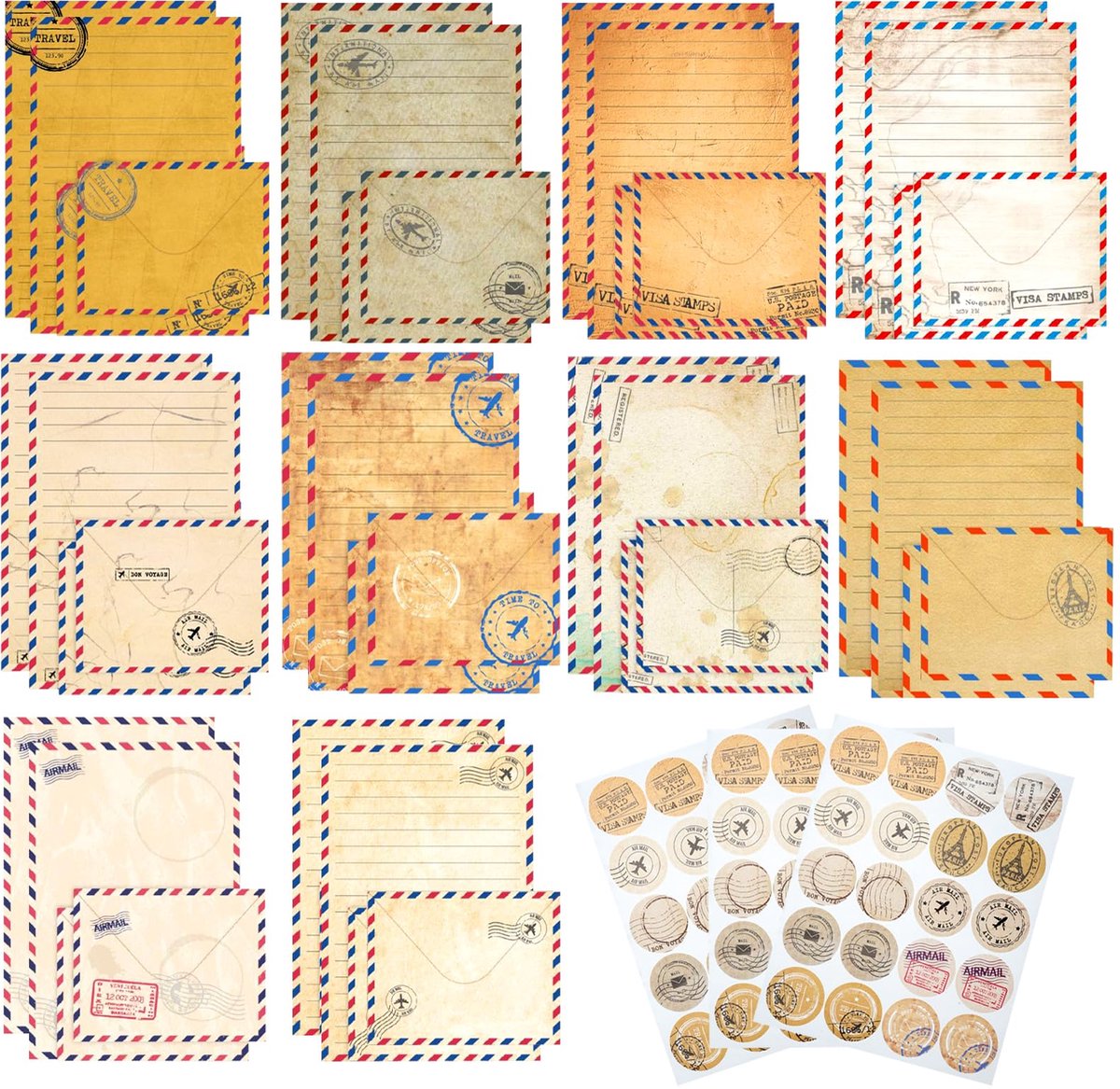 Dailygoods - Vintage Briefpapier Set met Enveloppen - 160 Delig voor Uitnodigingen