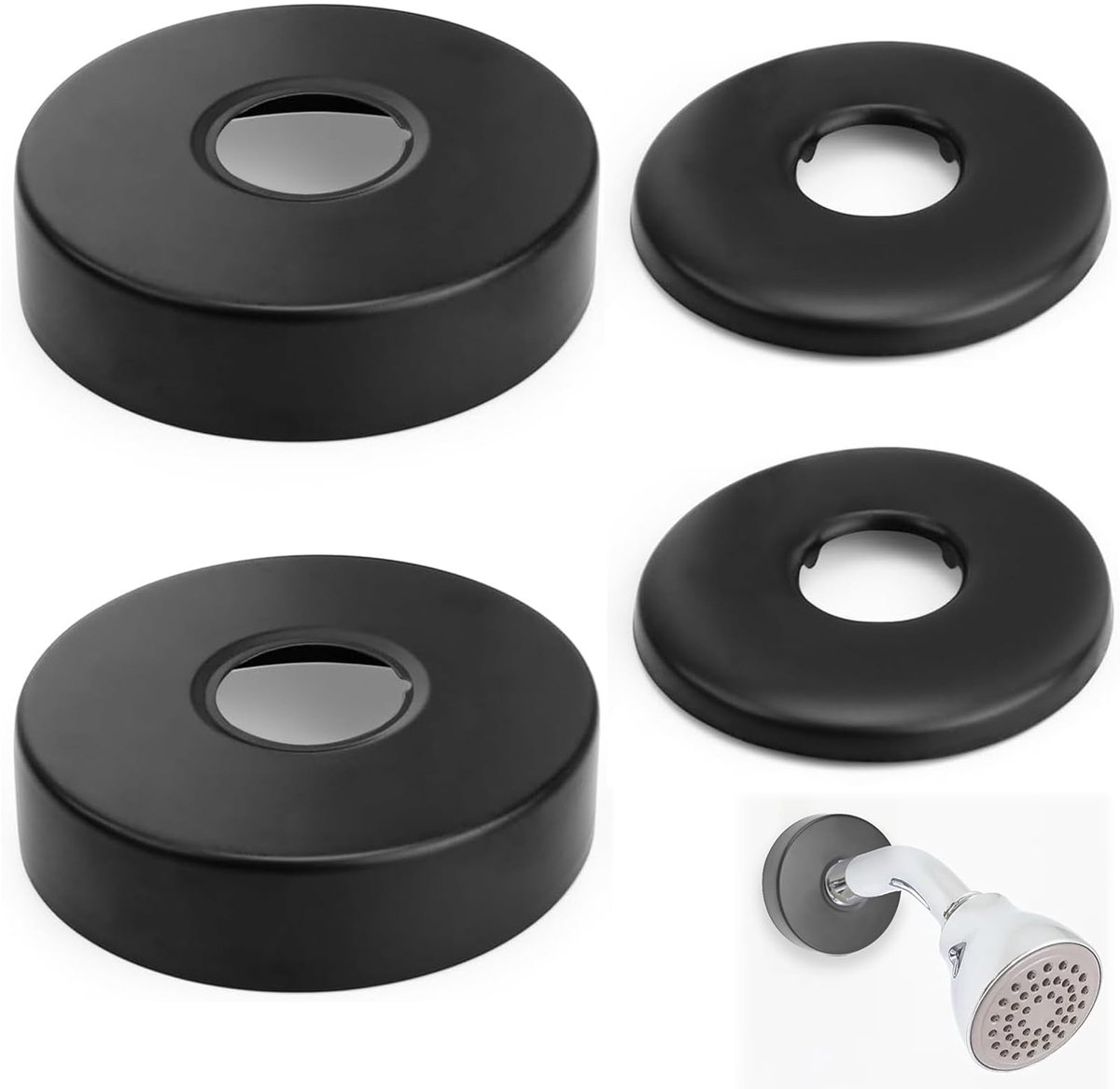 Dailygoods- Afdekrozetten - 4 Stuks - Roestvrij Staal - Zwarte Roset - Voor Verwarmingsbuizen - Modern Design - Slijtvast en Corrosiebestendig - Rozet