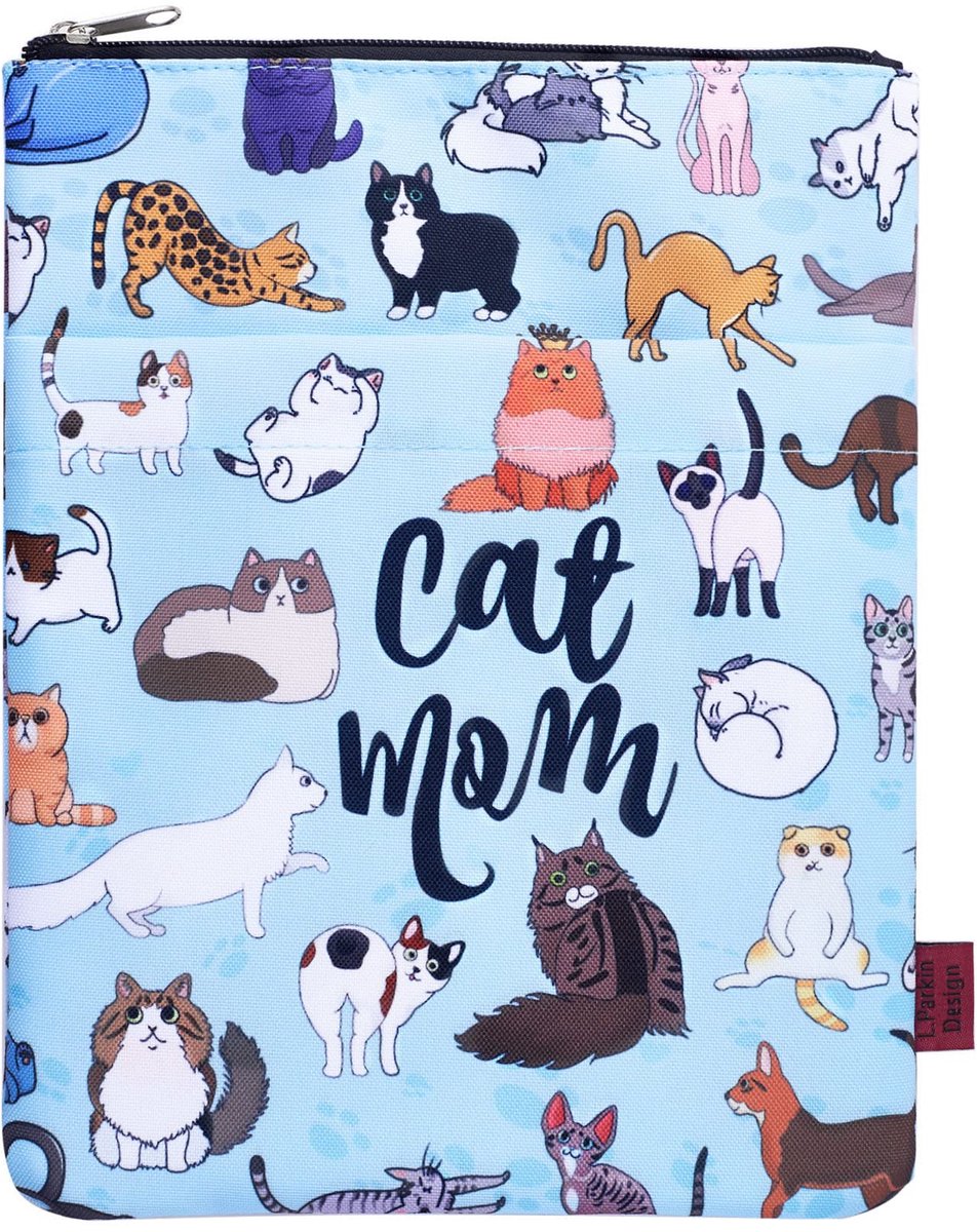 Dailygoods - Cat Mom Boekhoes - Roze Katoen met Ritssluiting voor Paperbacks
