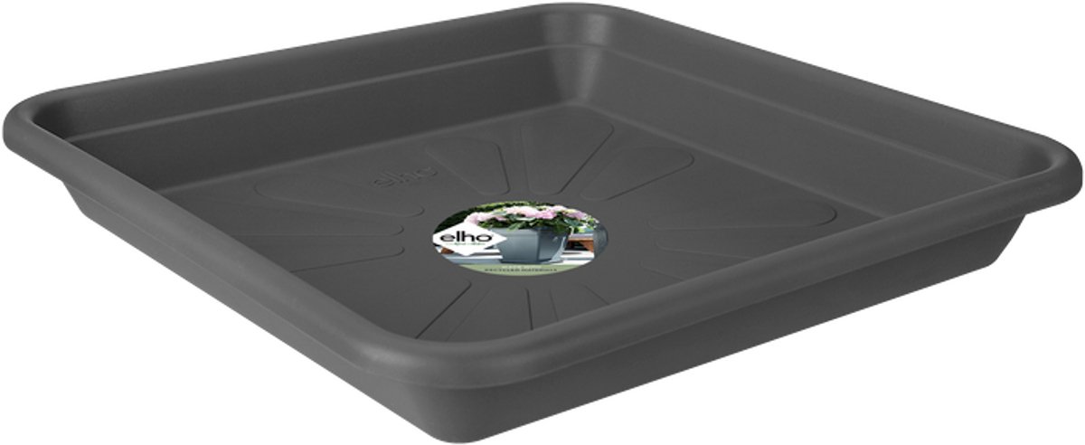 Elho Universele Schotel Vierkant 25 - Schotel voor Binnen & buiten accessoires - Ø 25.0 x H 3.8 cm - Antraciet