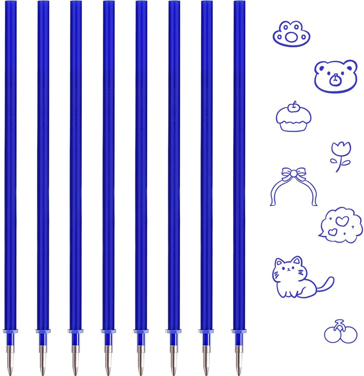 Dailygoods - Uitwisbare Rollerballpen Vullingen - Set van 8 - 0,7 mm