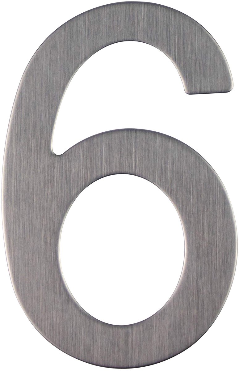 Dailygoods - Huisnummer roestvrij staal zelfklevend 76mm - Design huisnummer (Aantal 6)