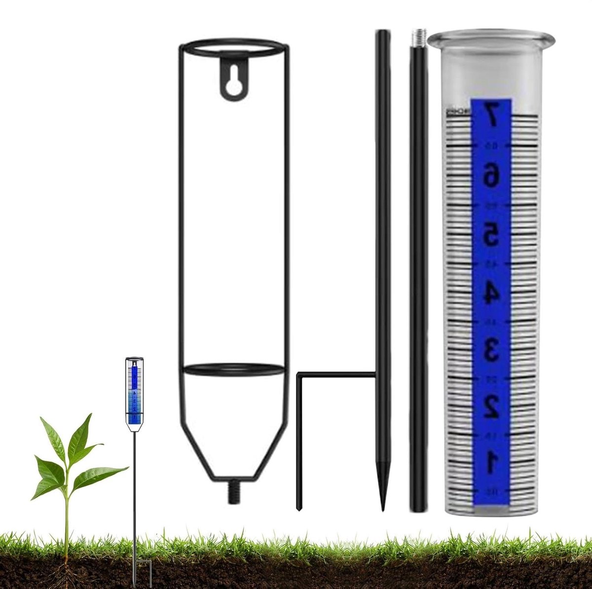 Regenmeter Buiten - Regenmeter Tuin - Tuinieren Weer - Verstelbare Hoogte - 27 cm - Bruin