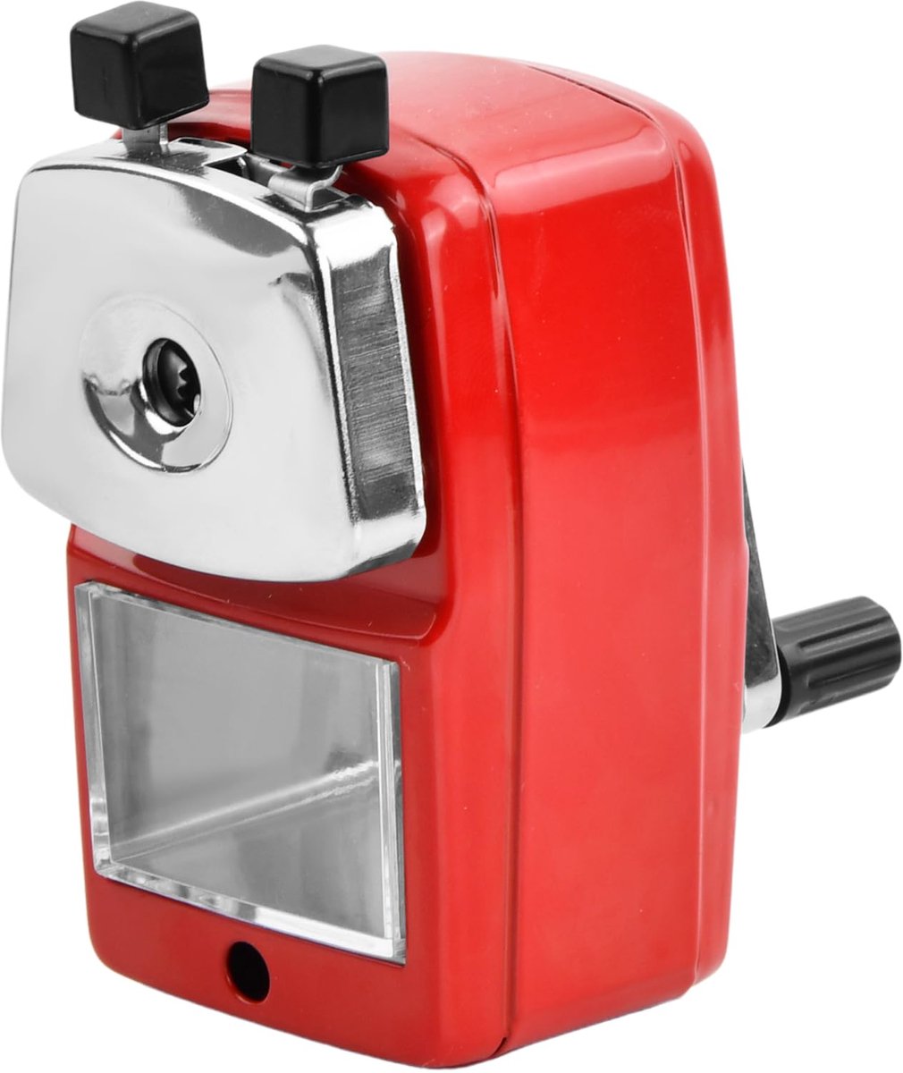 Dailygoods - Metalen Handmatige Puntenslijper met Zwengel voor Potloden - Rood