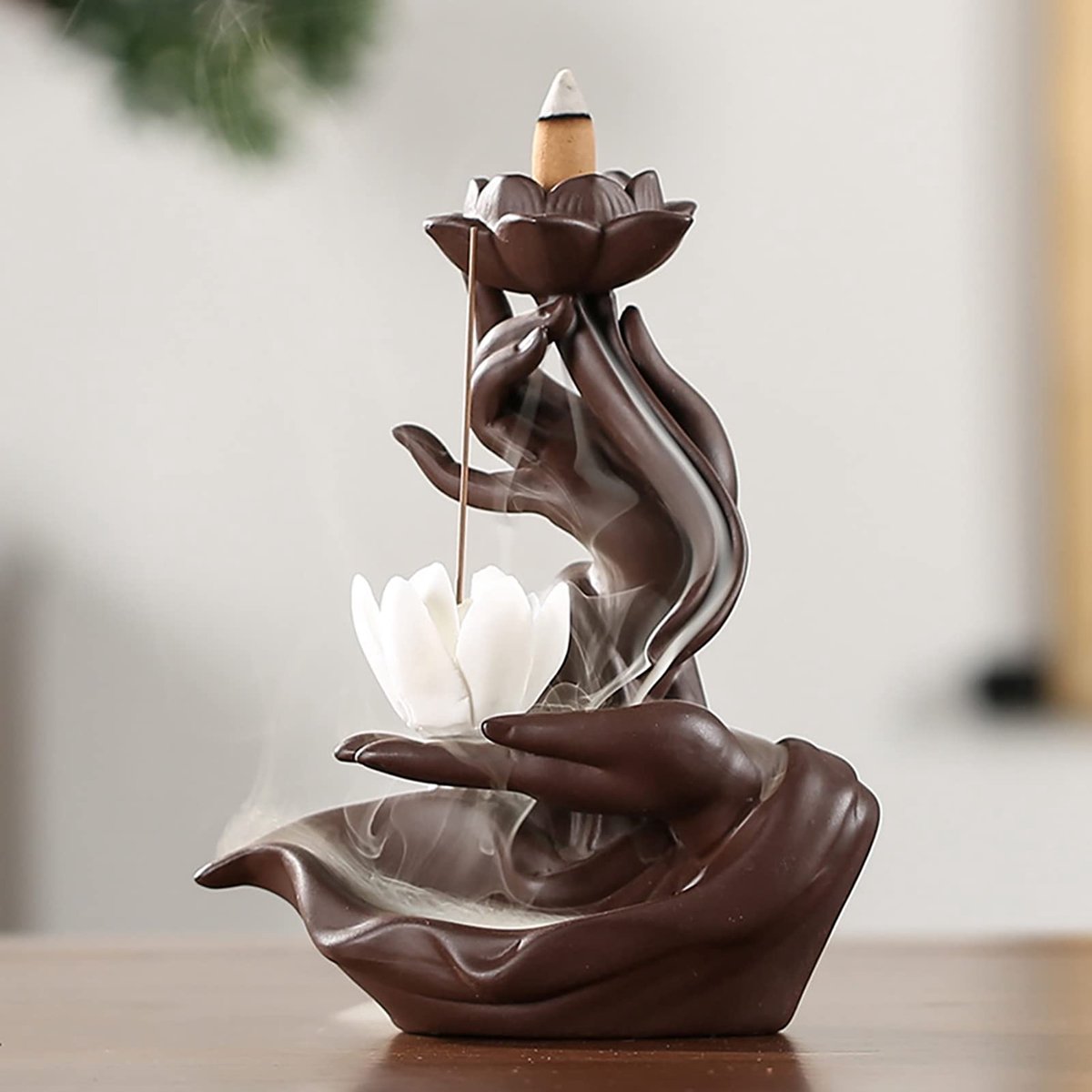 Dailygoods - Backflow Wierook Brander, Lotus Bloem Waterfall Design, Handgemaakt Keramisch Wierookhouder