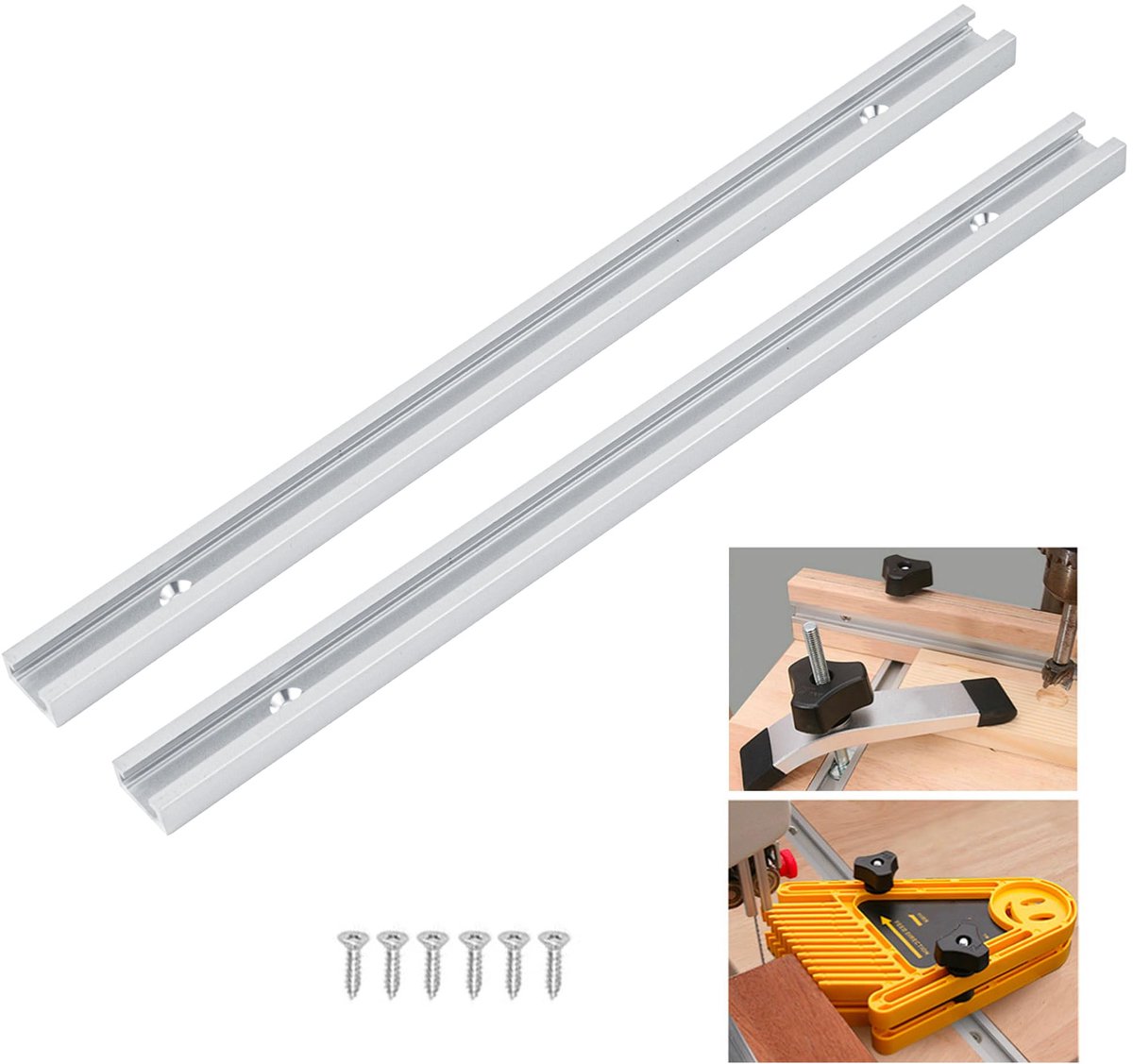 Dailygoods - T-Slot Track Aluminium Legger 300mm - 2 Stuks voor Houtbewerking