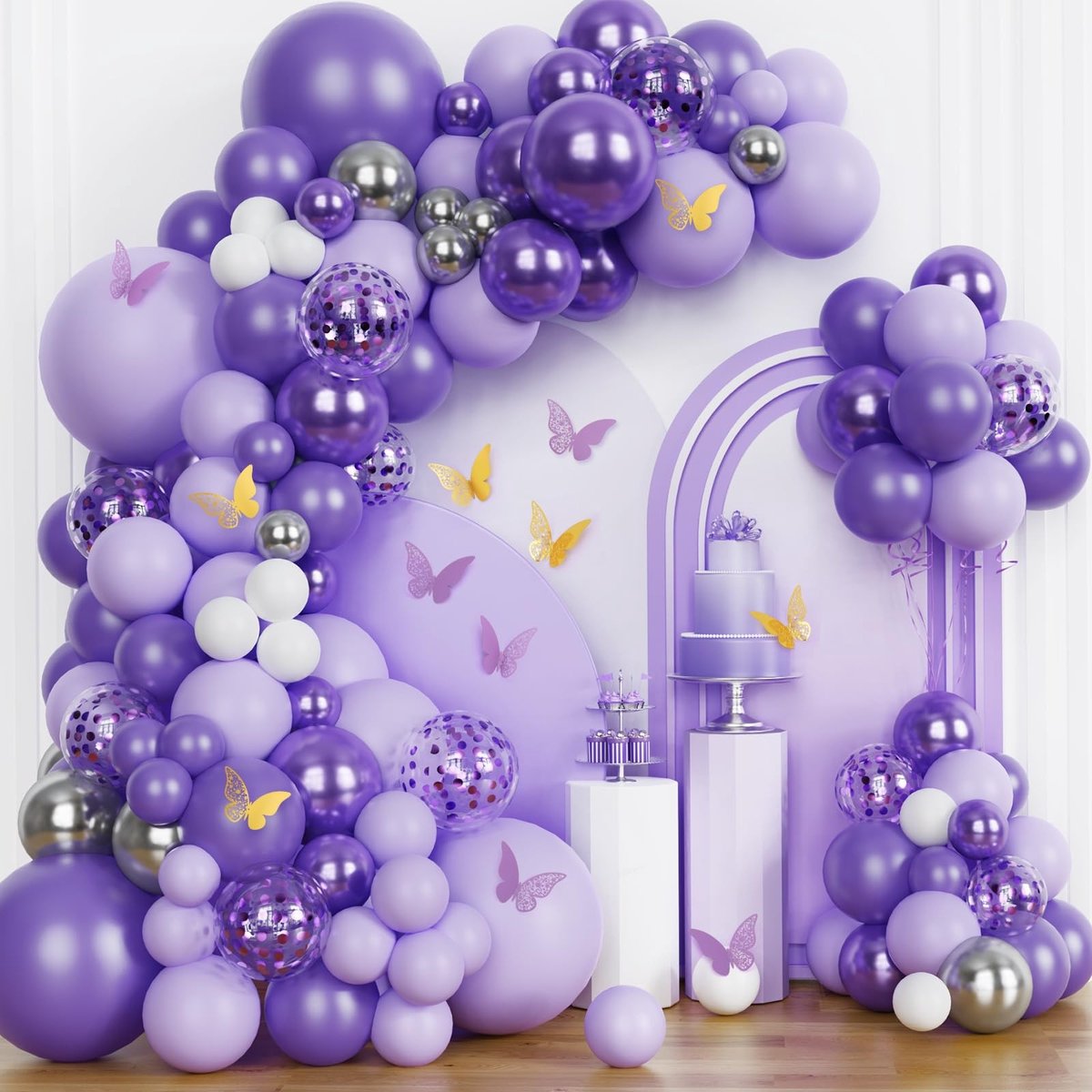 Dailygoods- Ballonnenslinger 155 Stuks - Feest Decoratie - Verjaardagsdecoratie - Vlinderdecoratie 12 Stuks - Babyshower - Bruiloft - Lichtgewicht - Feestdecoratie