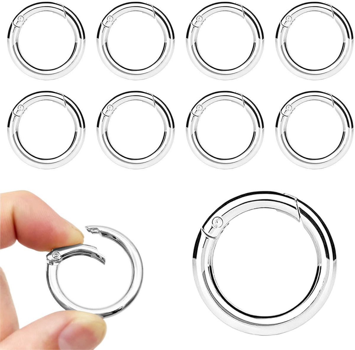 Dailygoods - 10 Stuks O-Ring Ronde Karabijnhaak voor Ambachten en Knutselen
