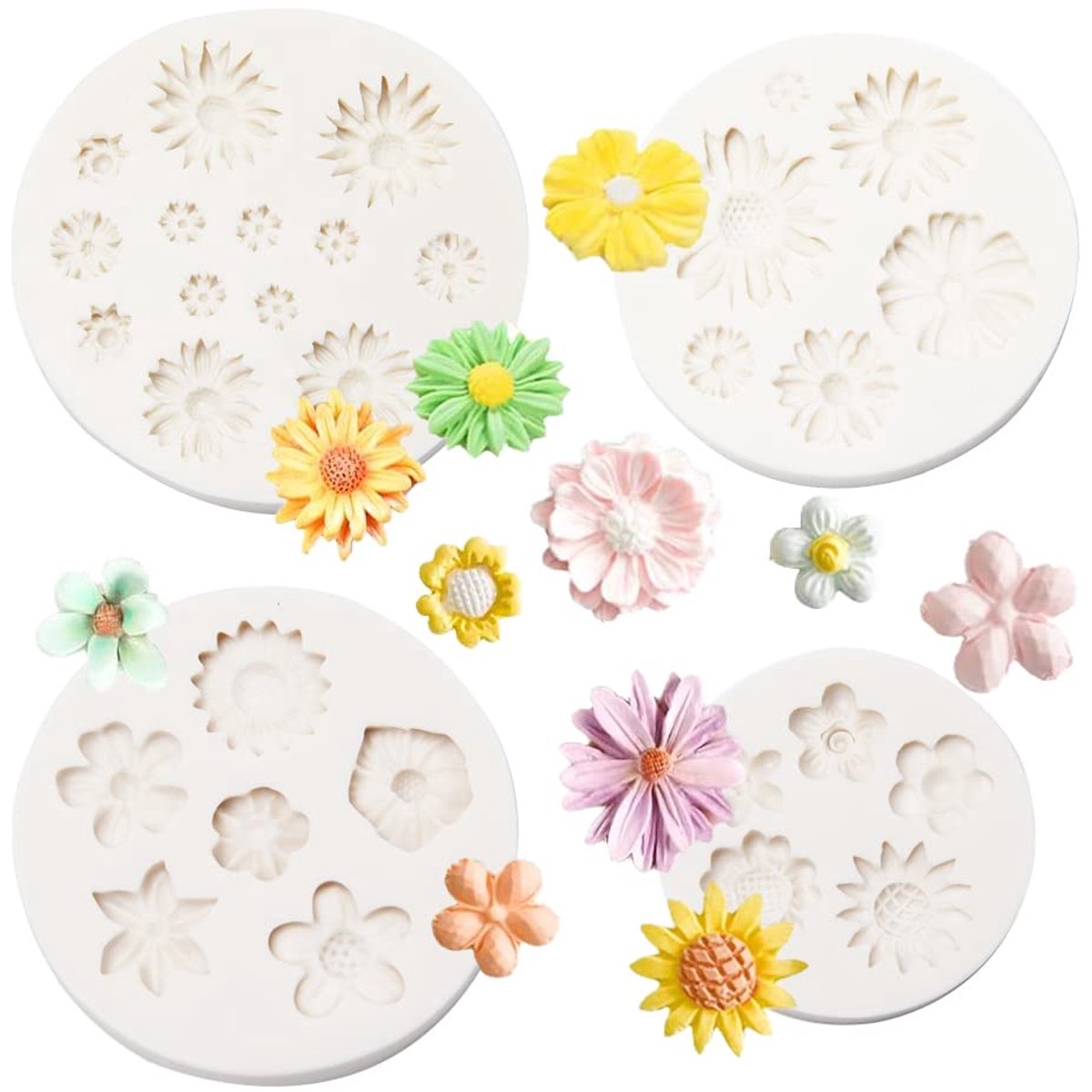 Dailygoods - Set van 4 Madeliefjes Taartvormen - Siliconen 3D mal voor decoratie