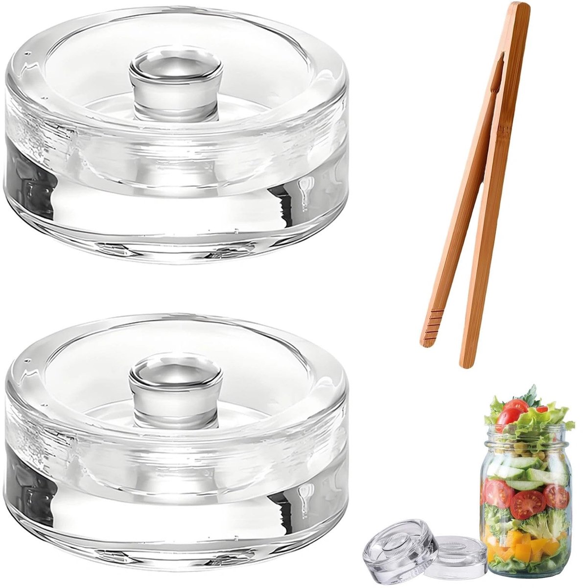 Dailygoods- Fermentatiegewicht 7 cm - 2 Stuks - Gemaakt van voedselveilig glas - Hygiënisch - Inclusief klemmen - Eenvoudige reiniging - Fermentatiegewichten