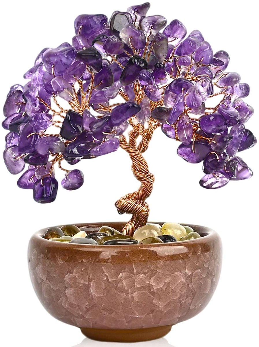 Dailygoods- Kwarts Kristalboom Handgemaakt - Genezende Decoratie - Chakra-Thema - Geluksbrenger Cadeau - Verjaardag Vrouwen - In Doos