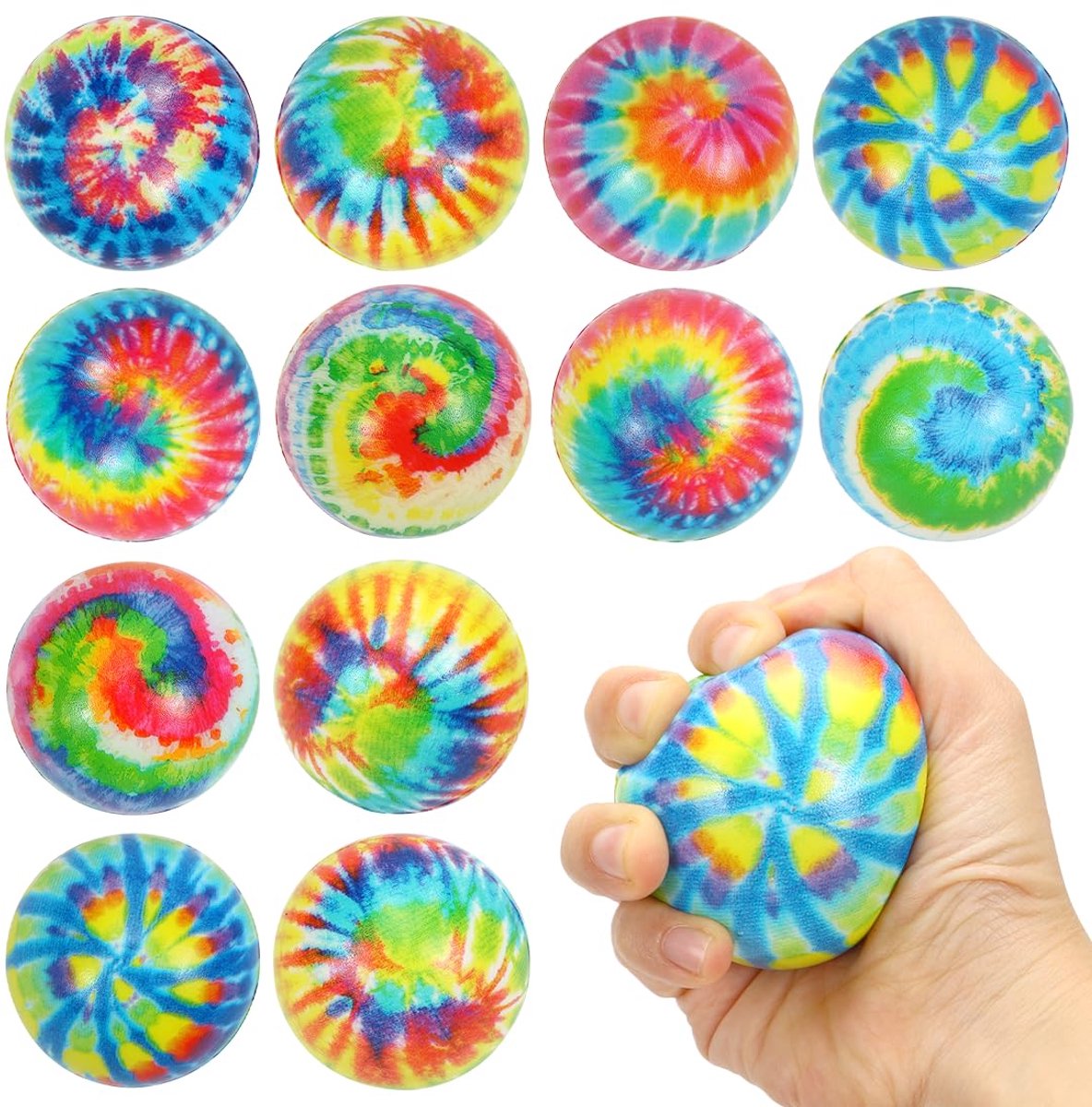 Dailygoods- Antistressbalset 12 stuks - Kleurrijke Stressballen - Zachte Knijpballen - Squishy Speelgoed - Duurzaam Materiaal - Flexibiliteit Oefenen - Knijpbal