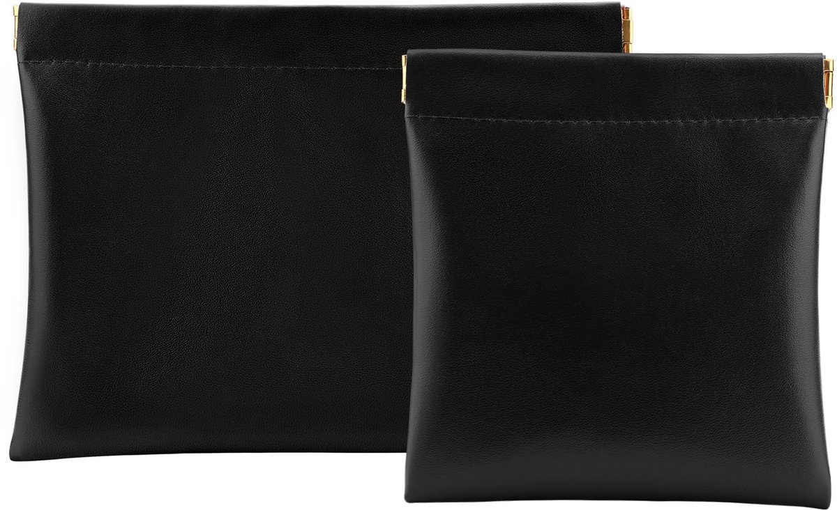 Dailygoods - Set van 2 Zwarte Cosmetica Tassen - Automatisch Sluitend Leder voor Vrouwen