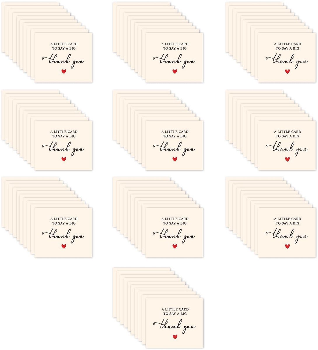 Dailygoods - 100 Eenvoudige Rode Liefde Dank U Kaarten - Perfect Voor Zakelijke Klanten