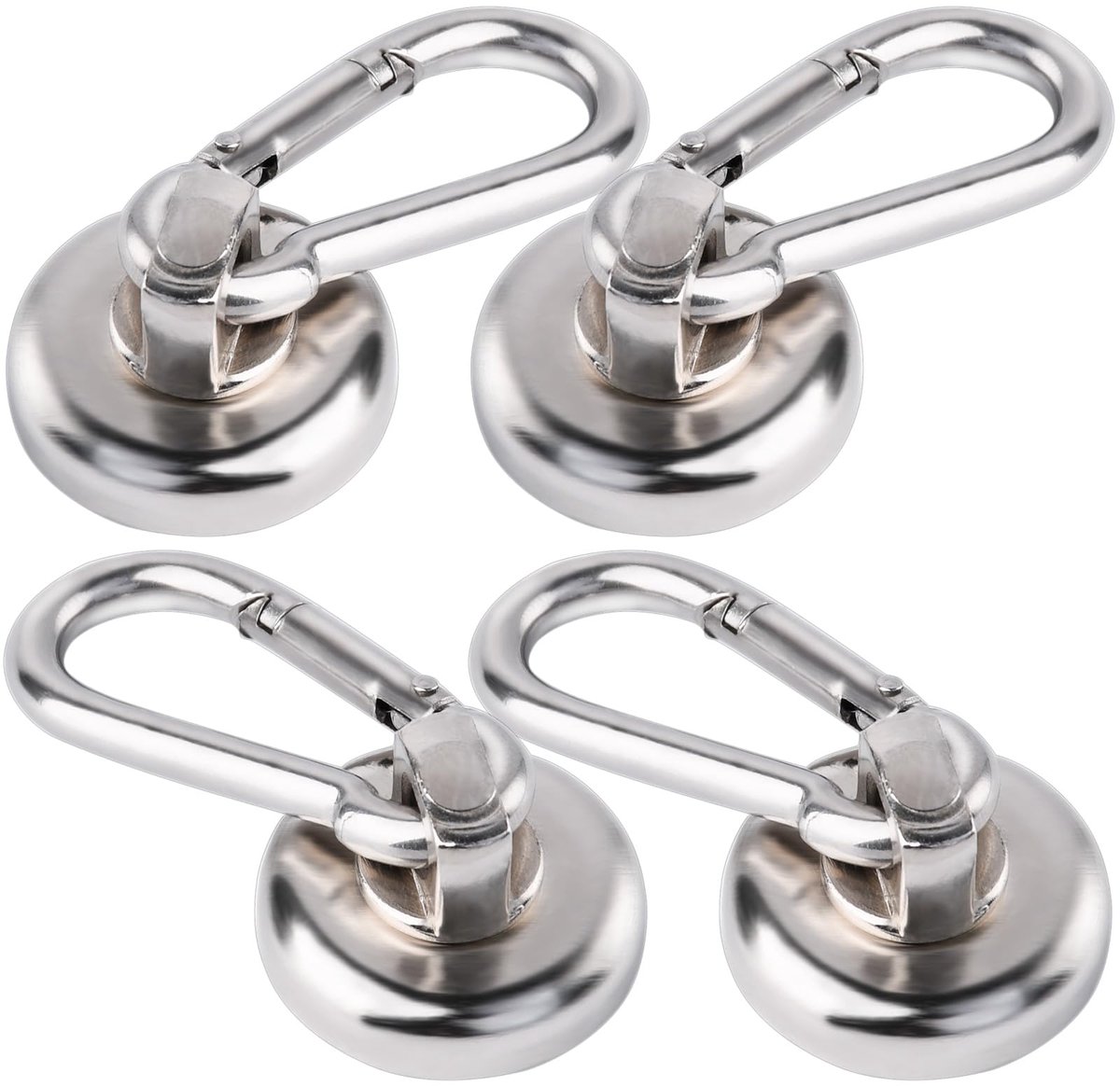 Dailygoods- Magneethaken Extra Sterk - 4 Stuks - Neodymium Magneten 25 mm - Trekkracht 22 kg - Roestvrij Stalen Haken - Hoge Corrosiebestendigheid - Magnetische Haak