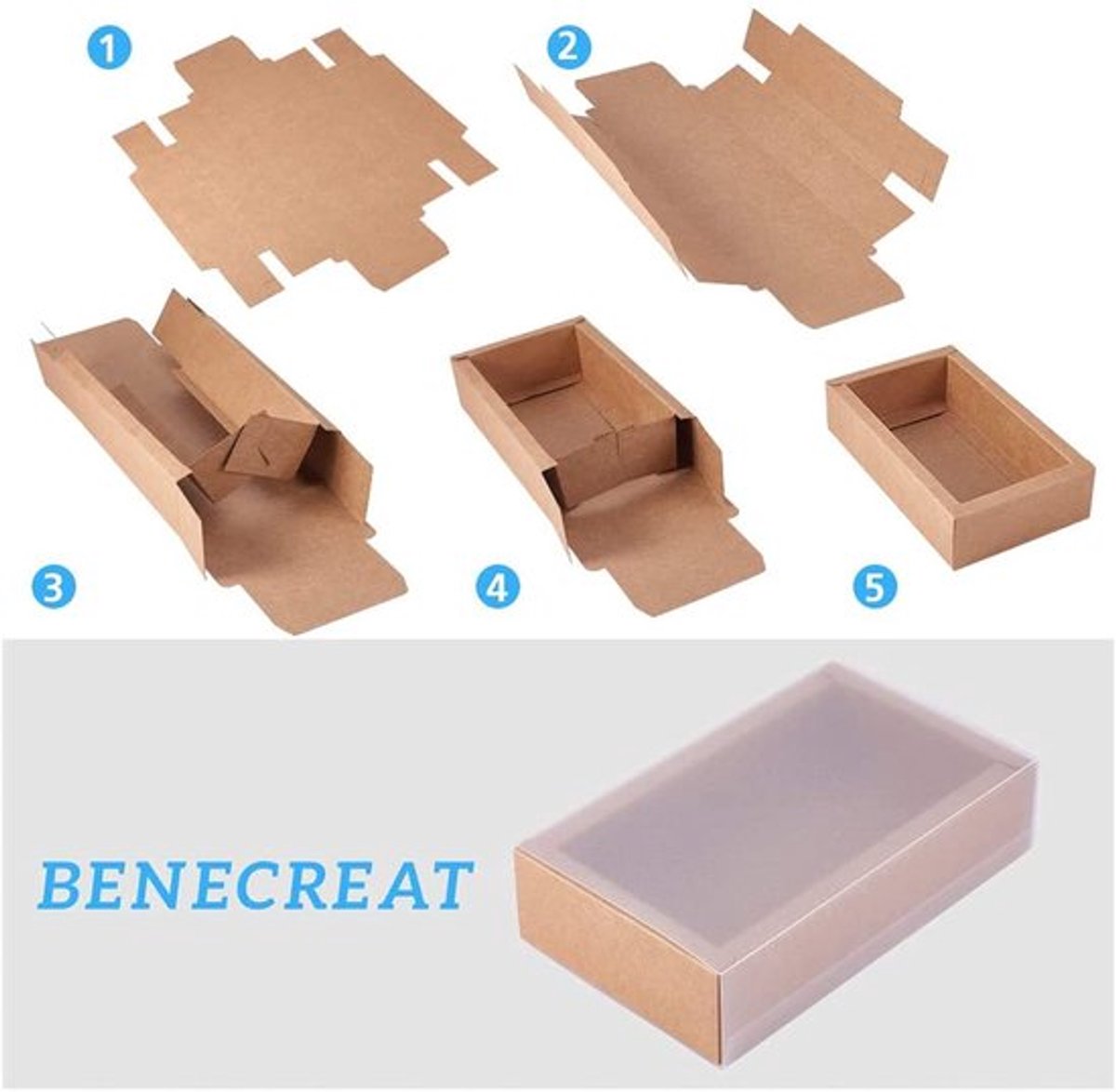 Geschenkdozen 12 stuks - Kraftpapier - Mat PVC-deksel - Rechthoekig - 10,5 x 8,5 x 4 cm - Duurzaam en sterk - Cadeauverpakking