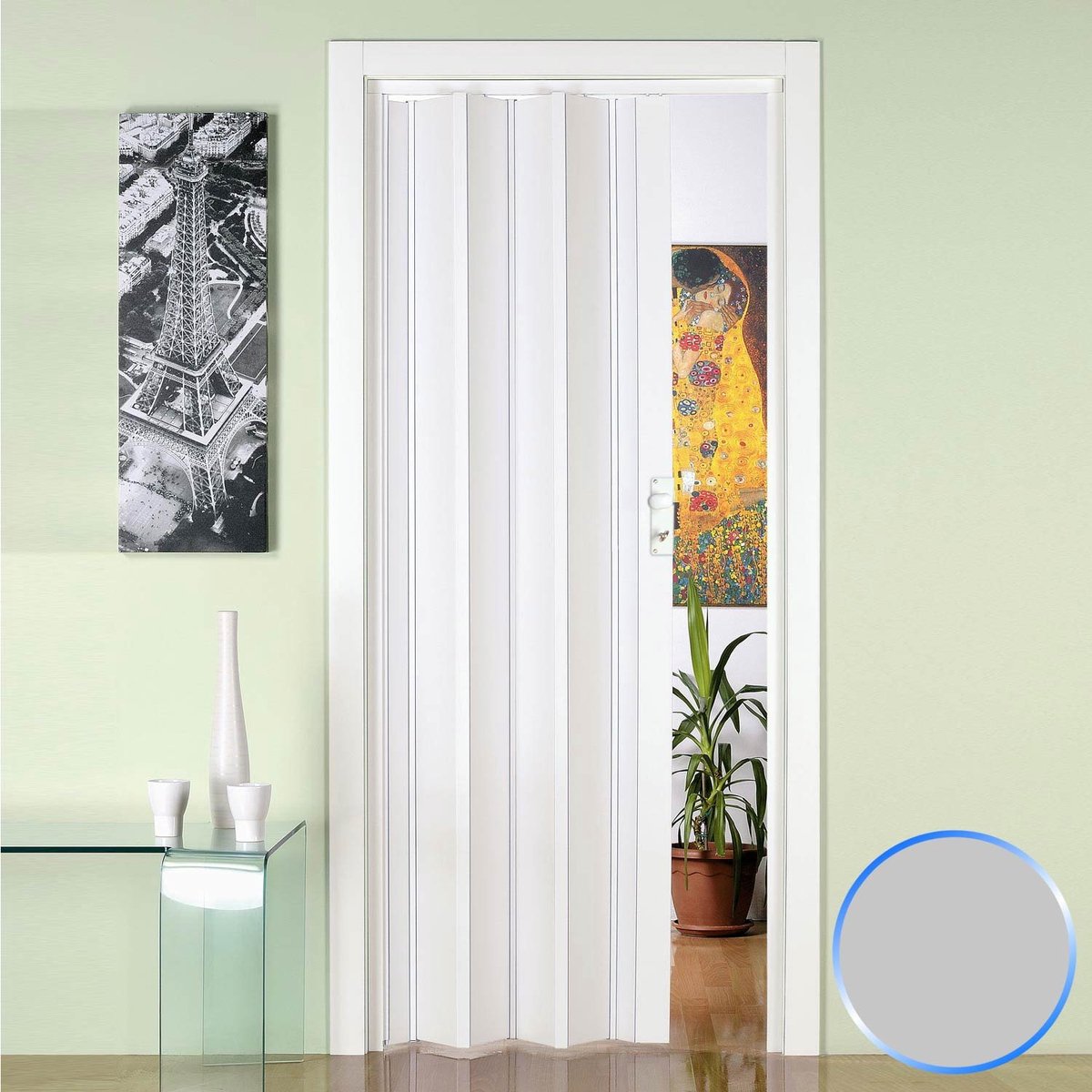 Dailygoods- Vouwdeur PVC 88,5 x 214 cm - Grijs - Omkeerbaar - Waterdicht - Scharnier - Maximale stabiliteit