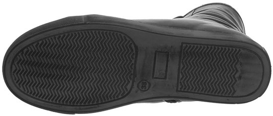 Botte noire en cuir, semelle extérieure à chevrons et taille 38.