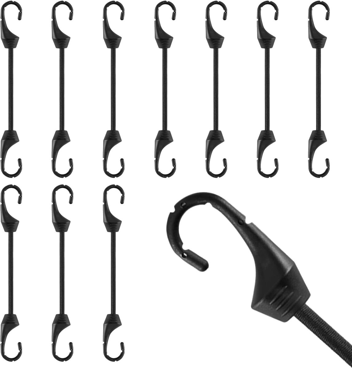 Dailygoods - 12 stuks sterke spanrubberbanden met haken - Duurzaam en veelzijdig voor transport en kamperen