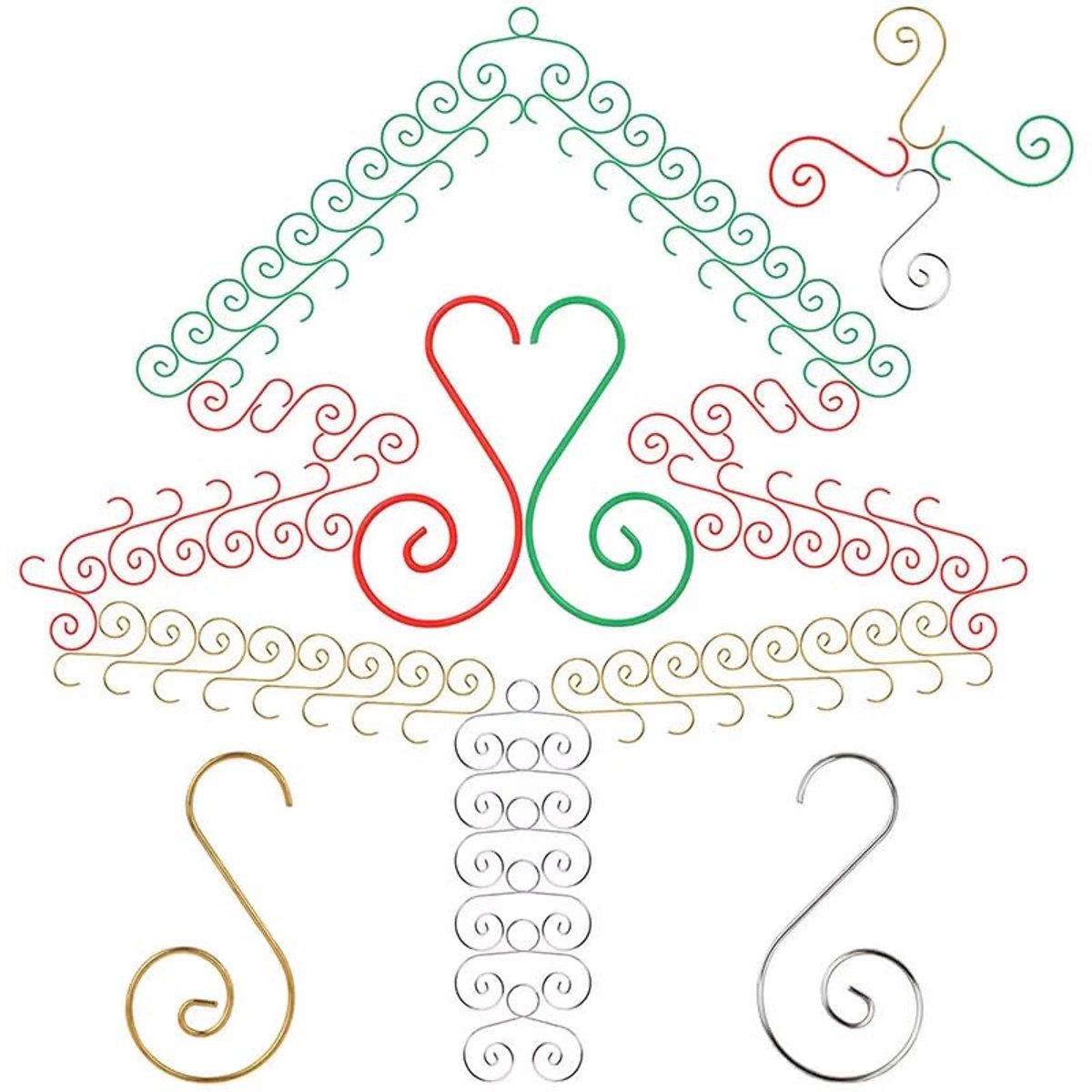 Dailygoods - 80 Stuks 50 mm Kerstdecoratiehaken - Perfect voor Kerstboomversiering
