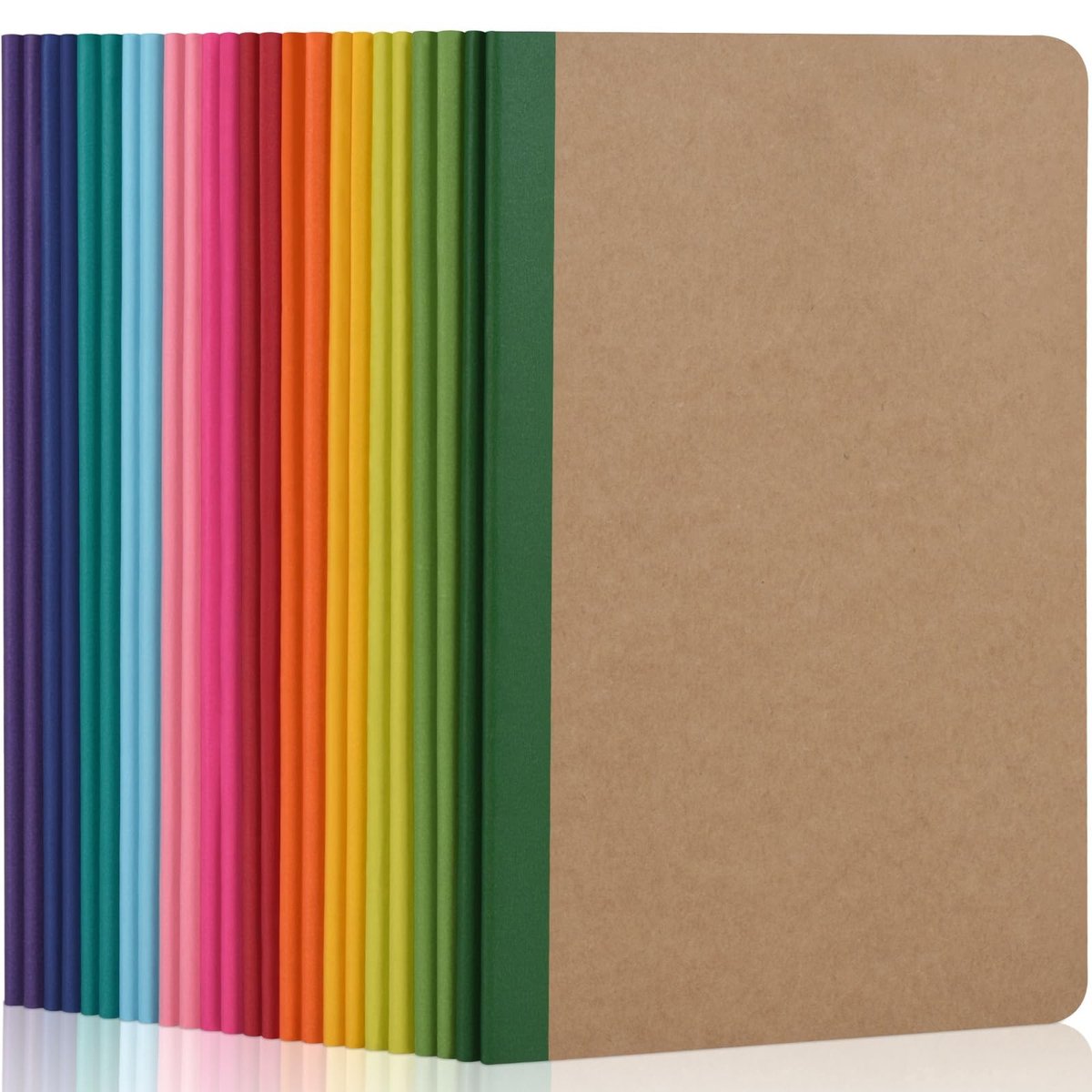 Dailygoods - Set van 24 A5 Notitieblokken met Regenboog Achterkant - Reizen en School Notitieboek