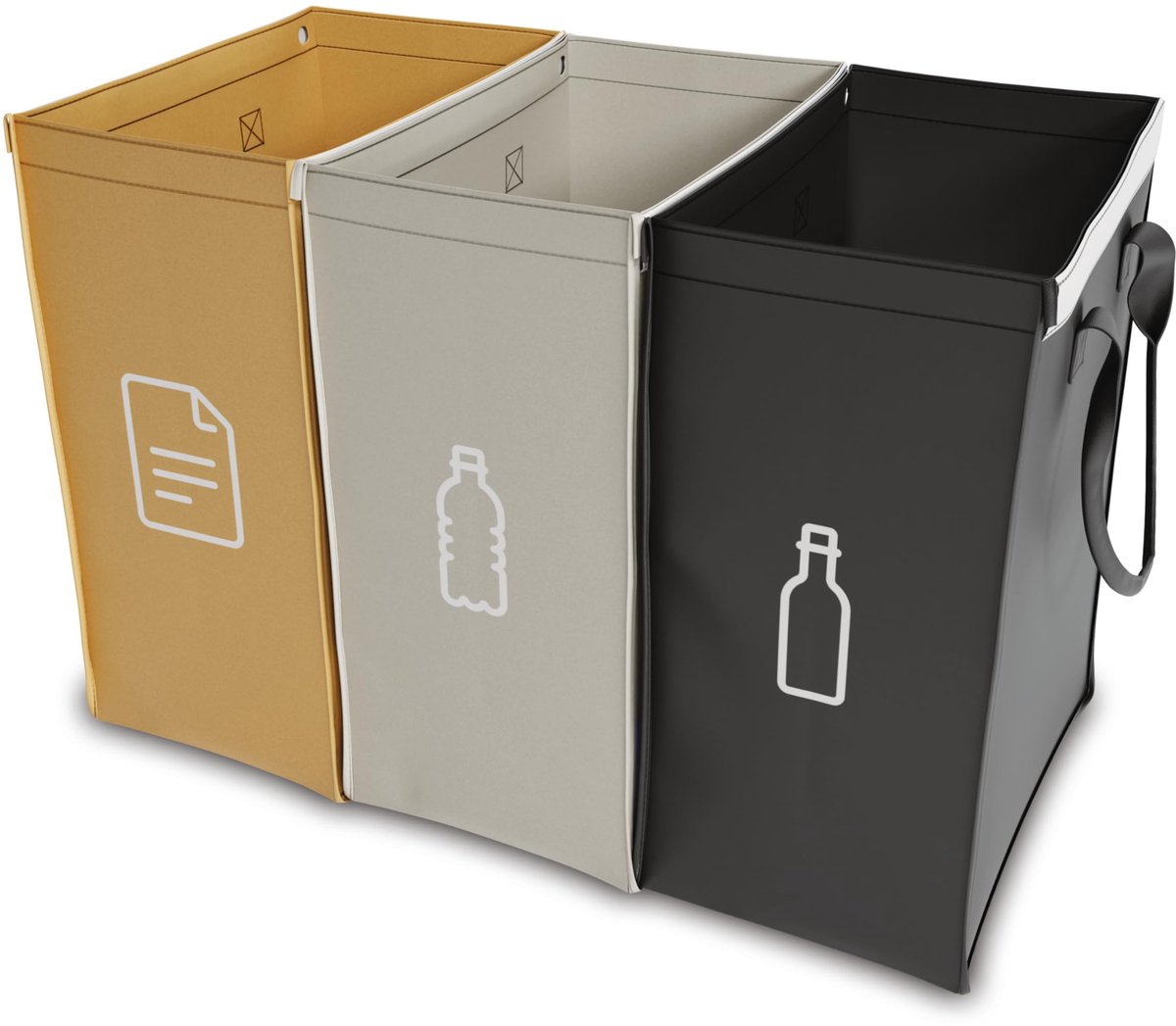 Dailygoods- Afvalscheidingssysteem 3-delig - Afvalbakken voor papier/glas/plastic - Ruimtebesparend - Duurzaam kraftpapier - Geschikt voor keuken/balkon/kantoor